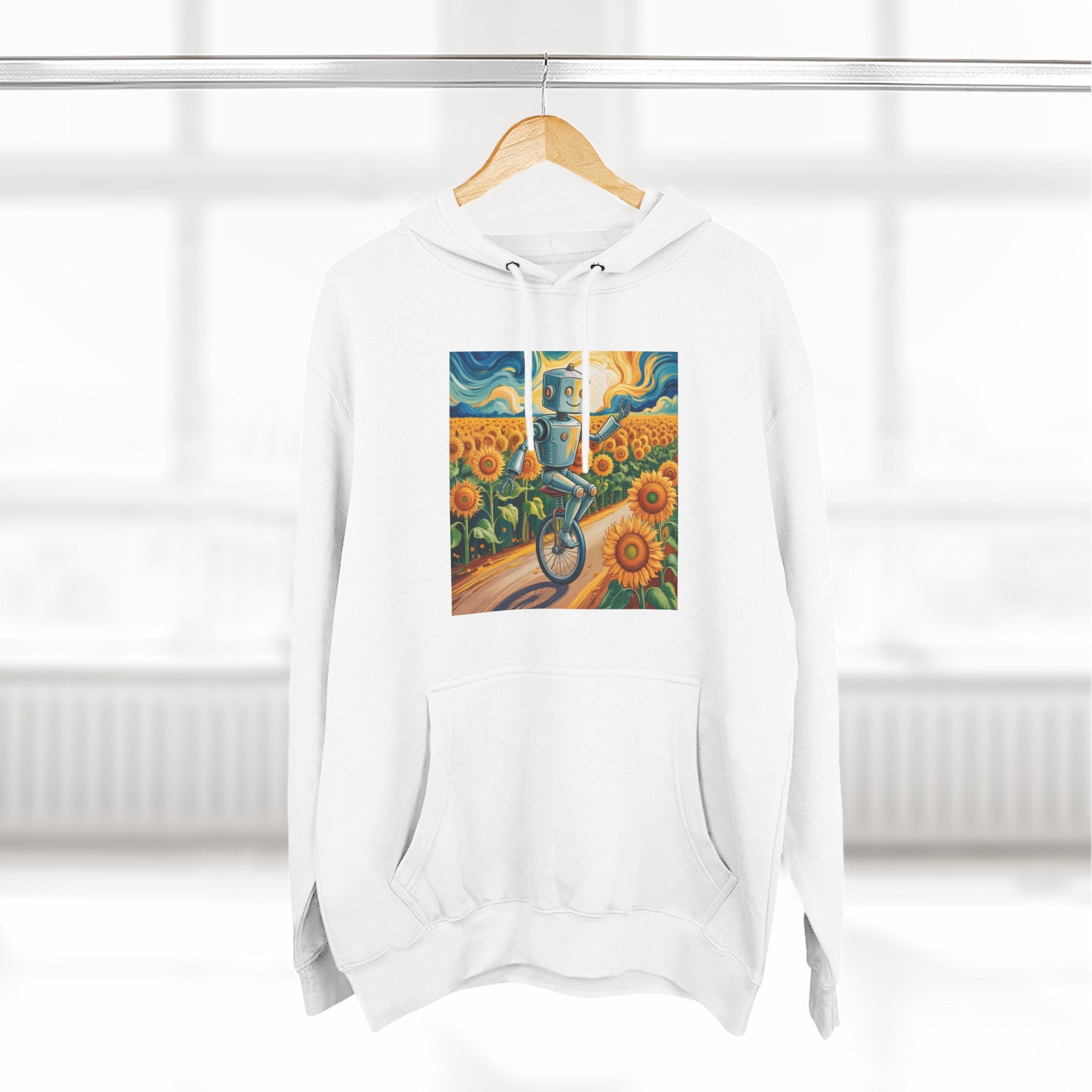 Sunflower Bicycle Hoodie — Van Gogh Style Art Print Sweatshirt