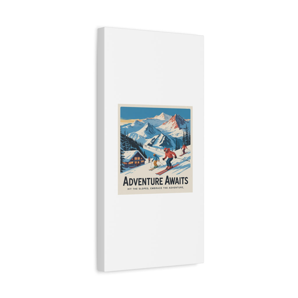 Adventure Awaits Ski Poster Canvas | Matte Stretched Wall Art