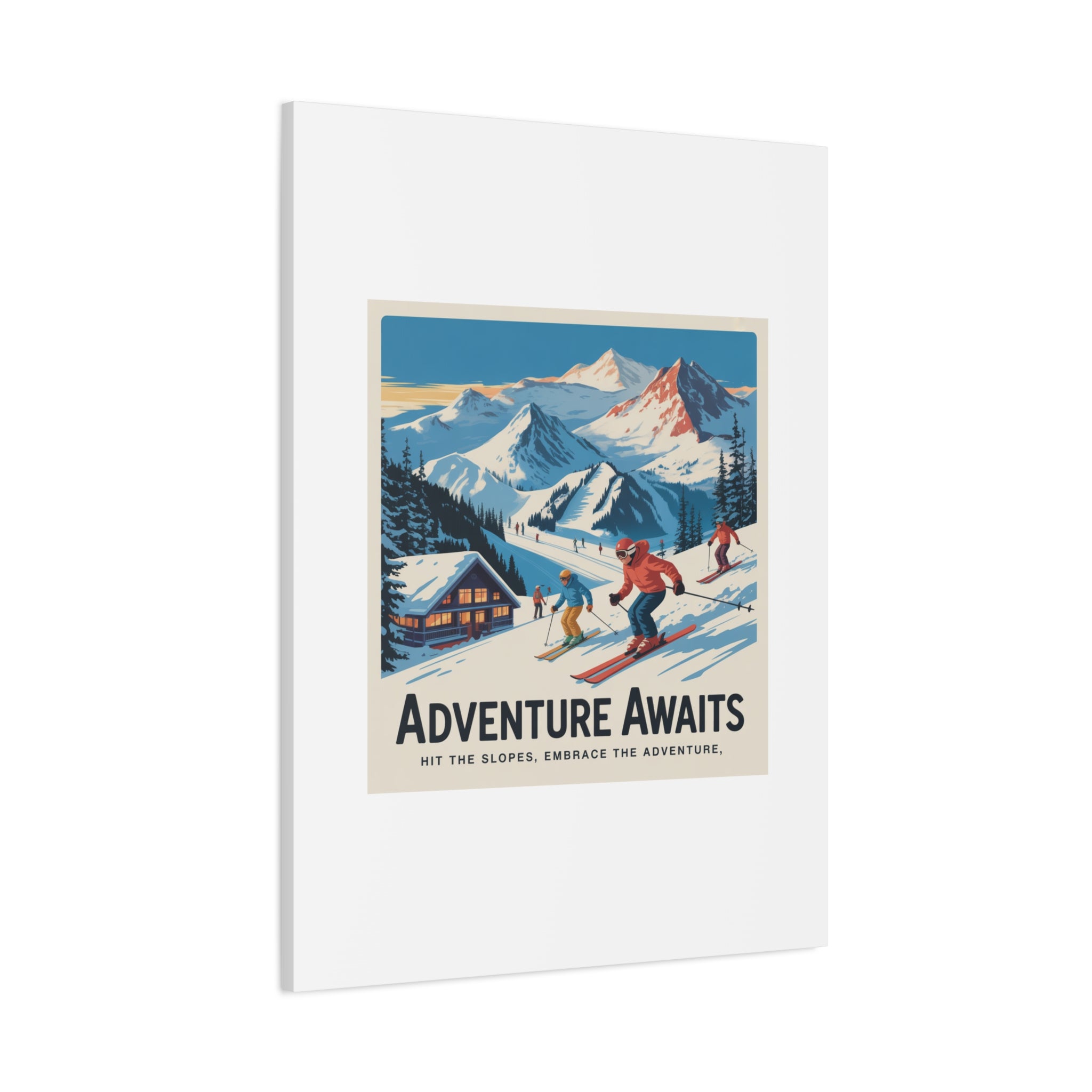 Adventure Awaits Ski Poster Canvas | Matte Stretched Wall Art