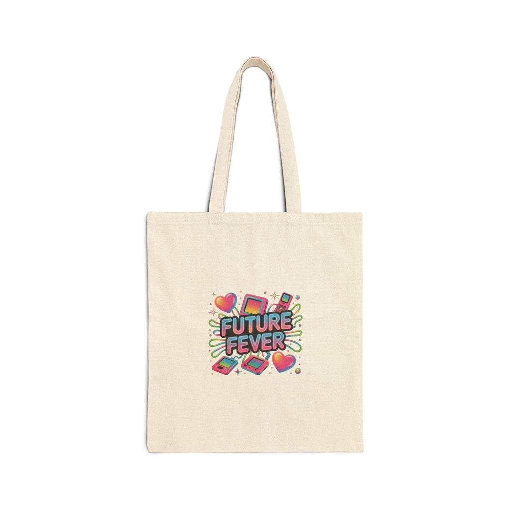 Future Fever chrome text Tote | Y2K cyber holo aesthetic, retro tech print