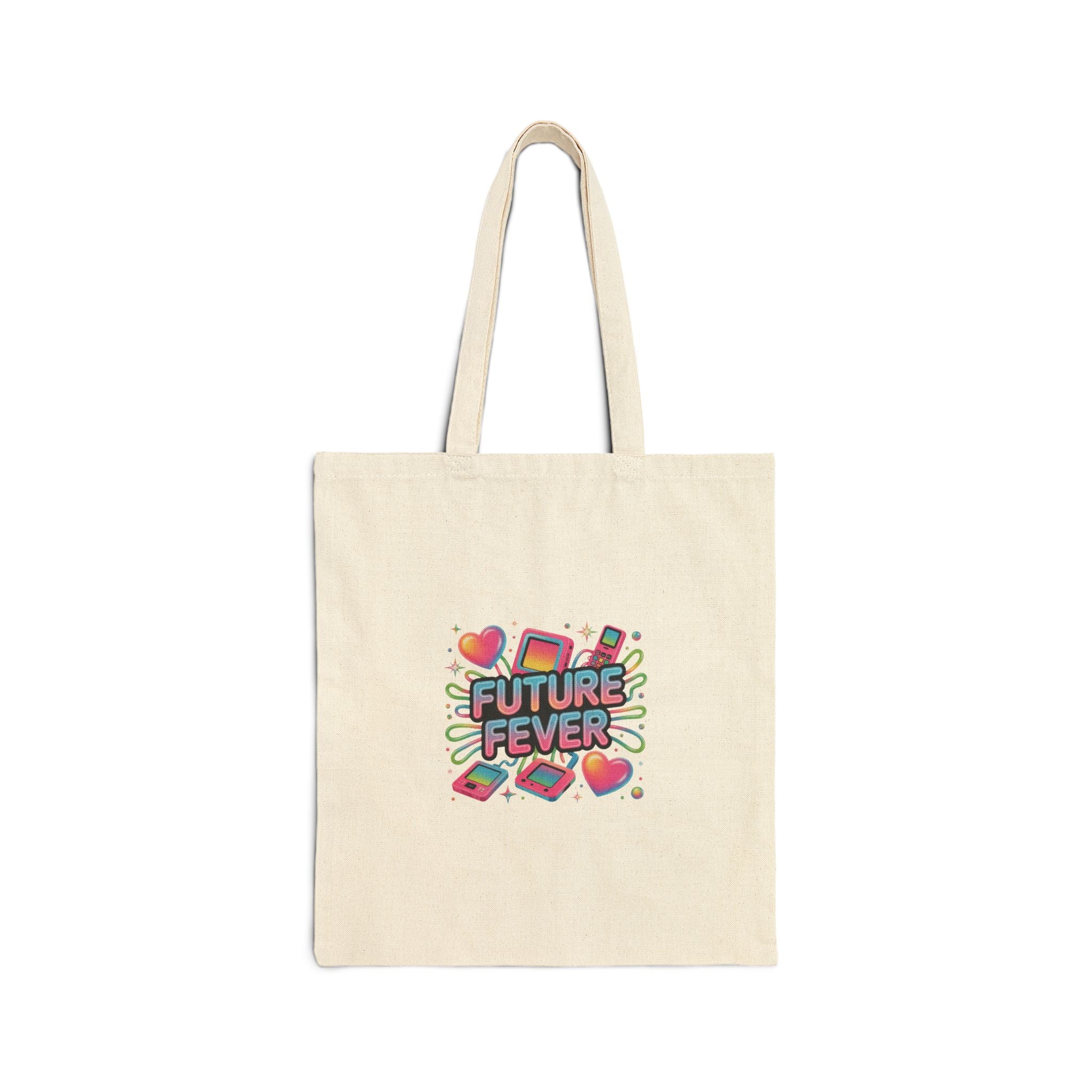 Future Fever chrome text Tote | Y2K cyber holo aesthetic, retro tech print