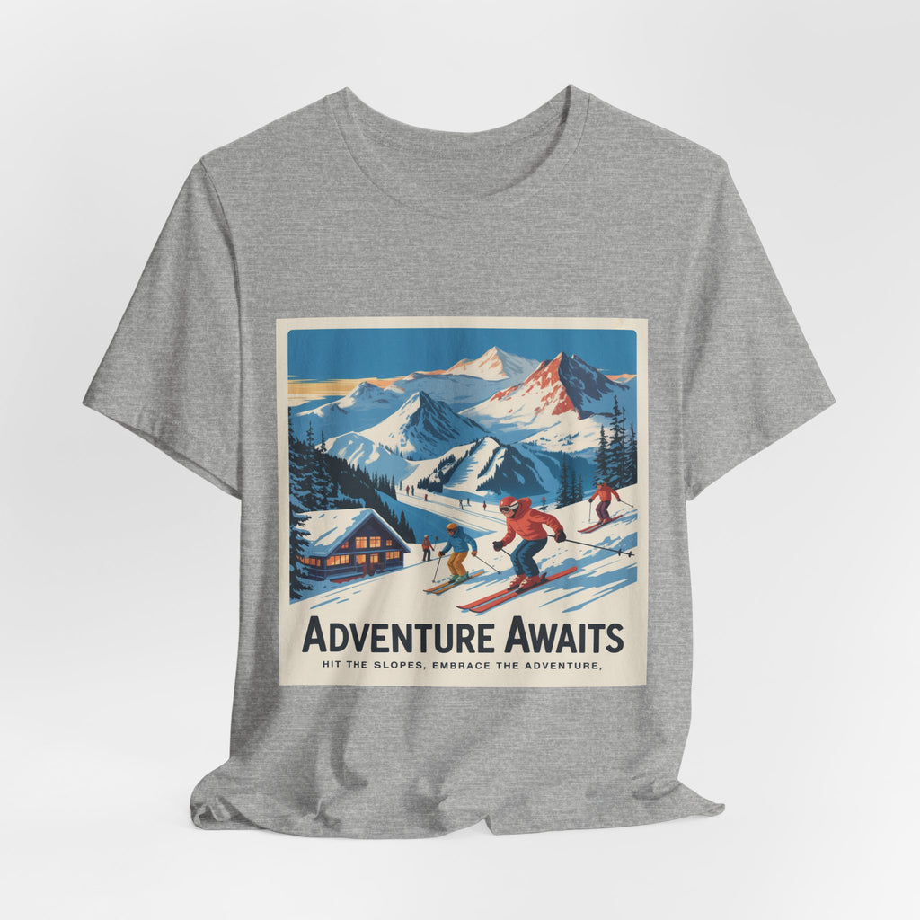 Adventure Awaits Skiing Poster tee | Mountain Ski Resort T-Shirt