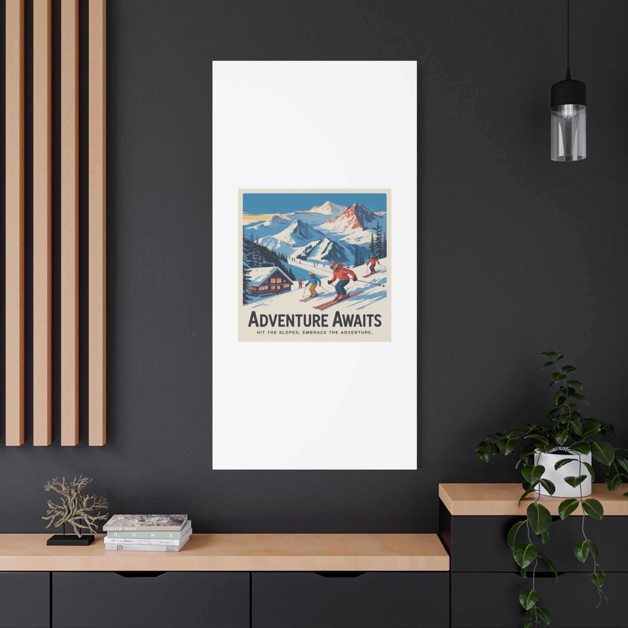 Adventure Awaits Ski Poster Canvas | Matte Stretched Wall Art
