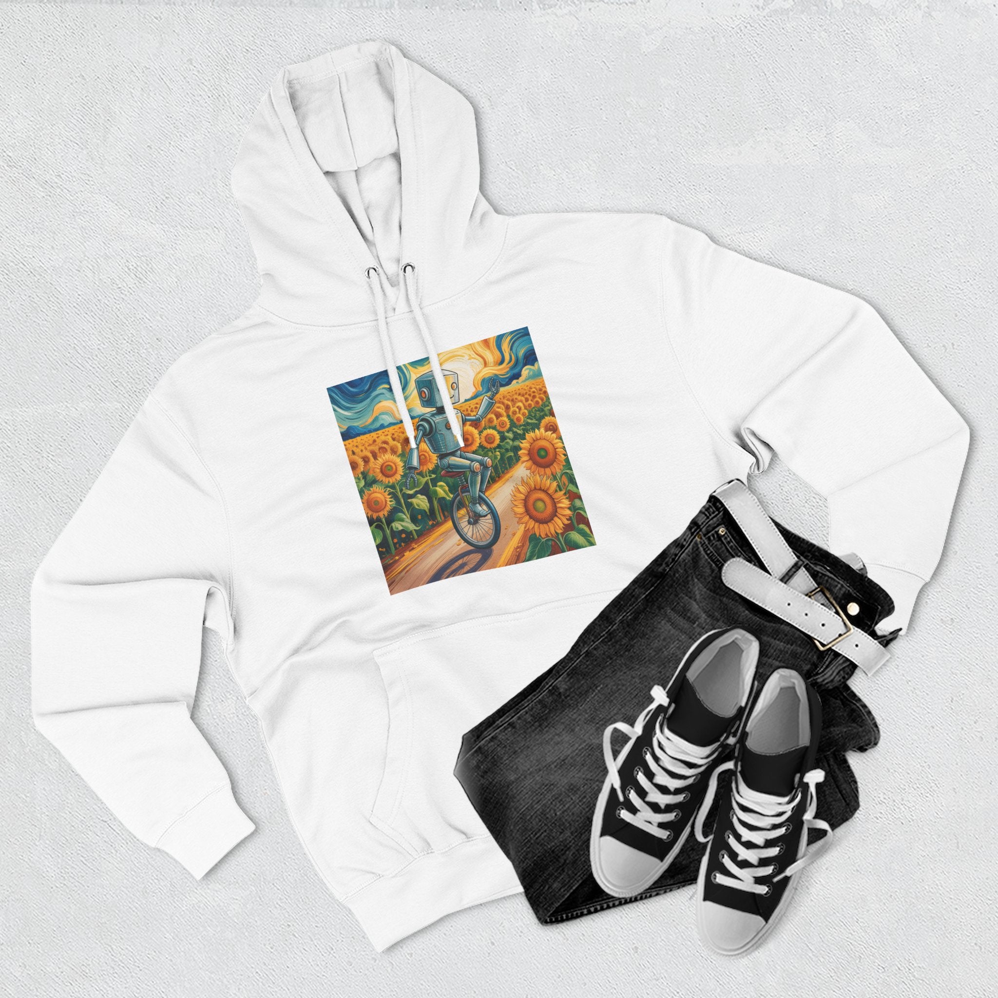Sunflower Bicycle Hoodie — Van Gogh Style Art Print Sweatshirt
