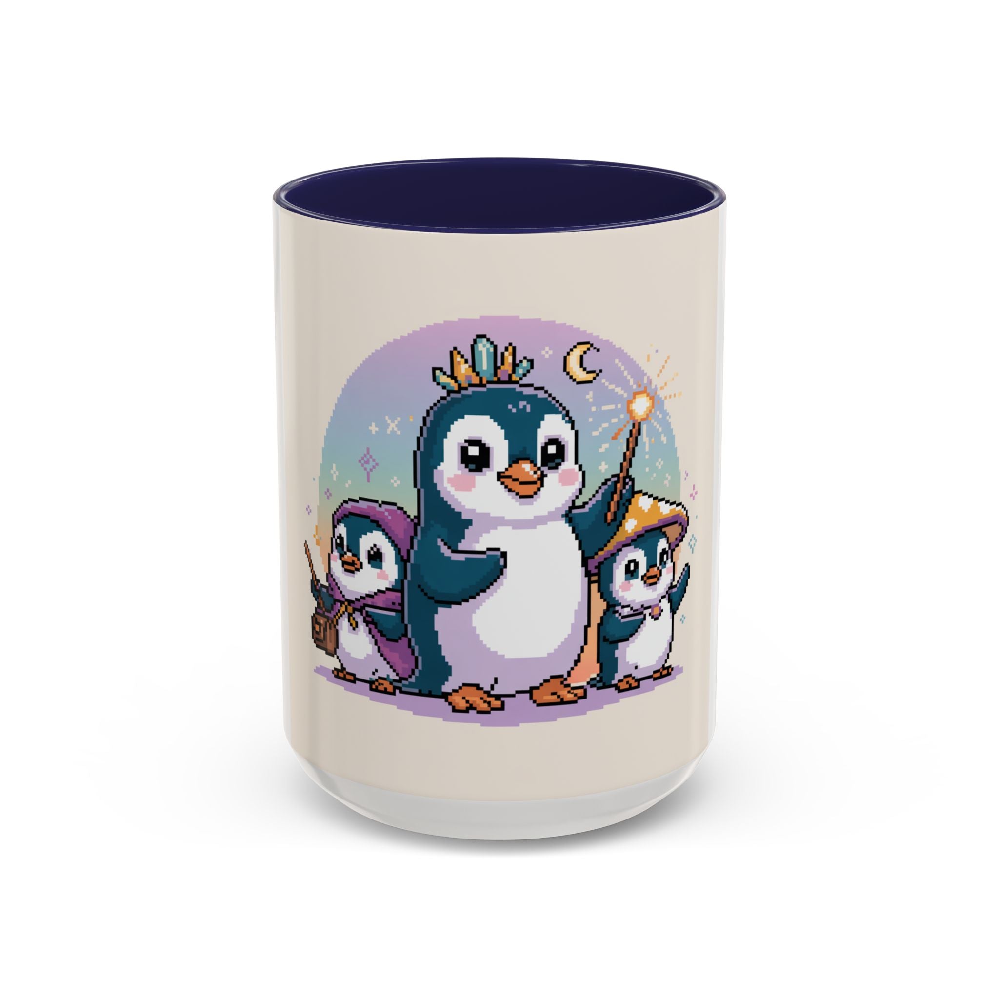 Magic Penguin Family Coffee Mug — Cute Wizard Penguins 11/15oz Accent Mug