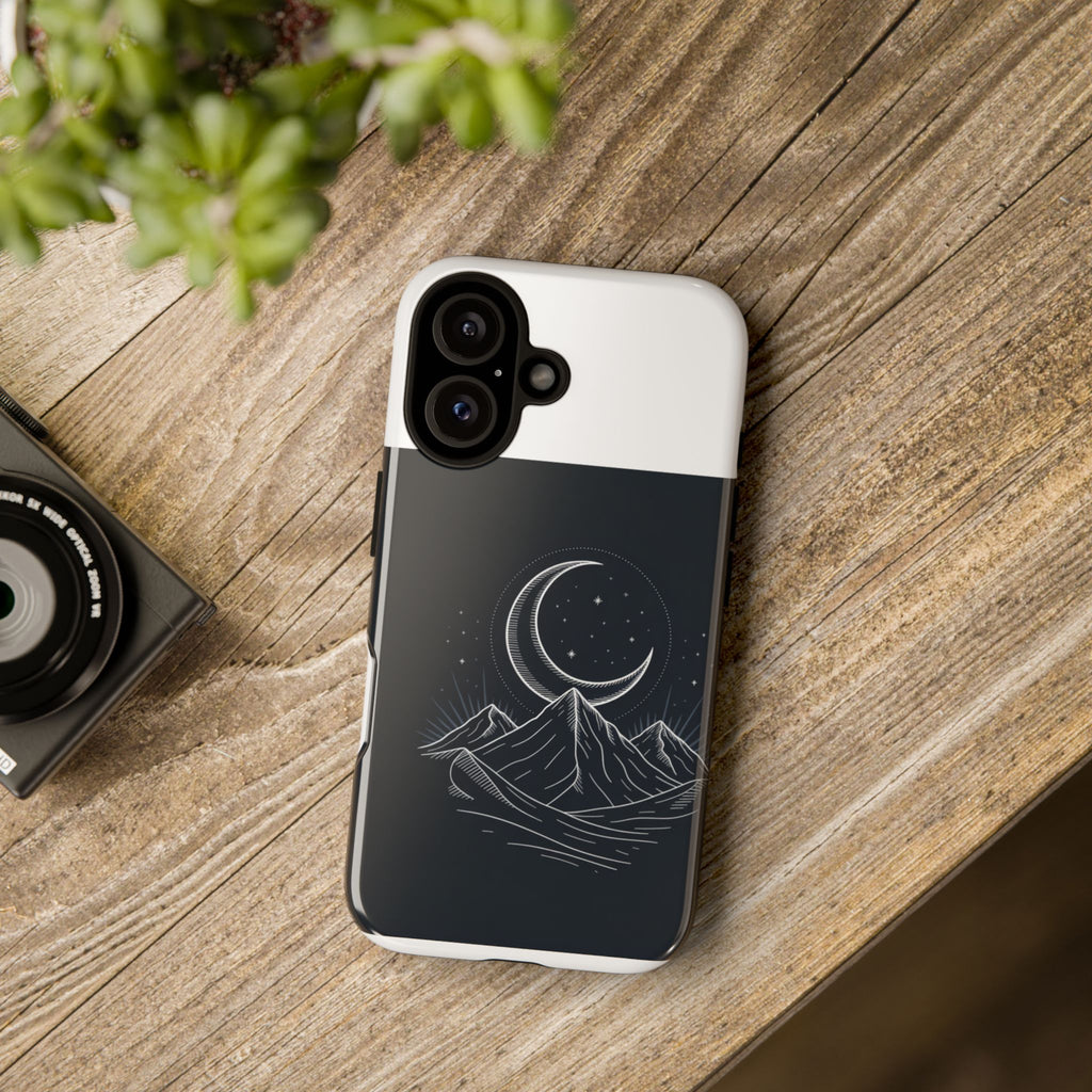Moonlit Mountain Tough Phone Case — Night Sky Crescent Moon Design