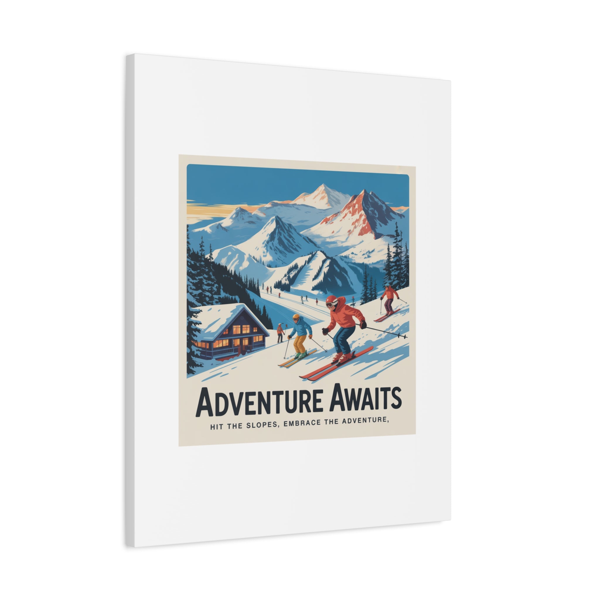 Adventure Awaits Ski Poster Canvas | Matte Stretched Wall Art