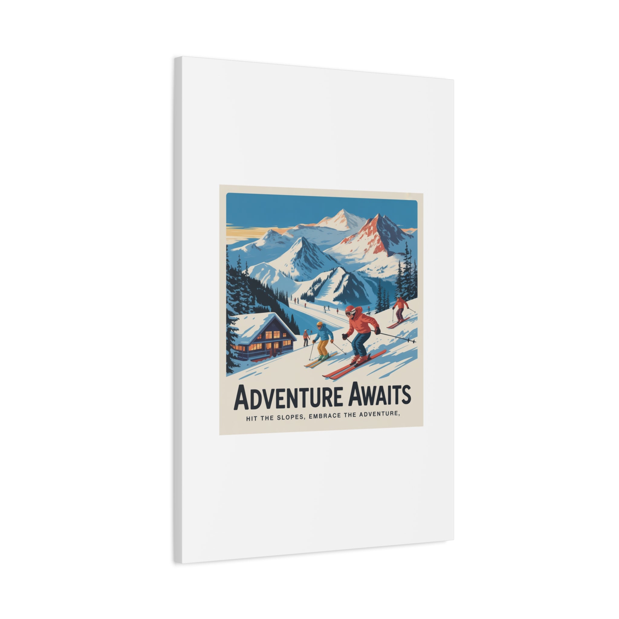 Adventure Awaits Ski Poster Canvas | Matte Stretched Wall Art