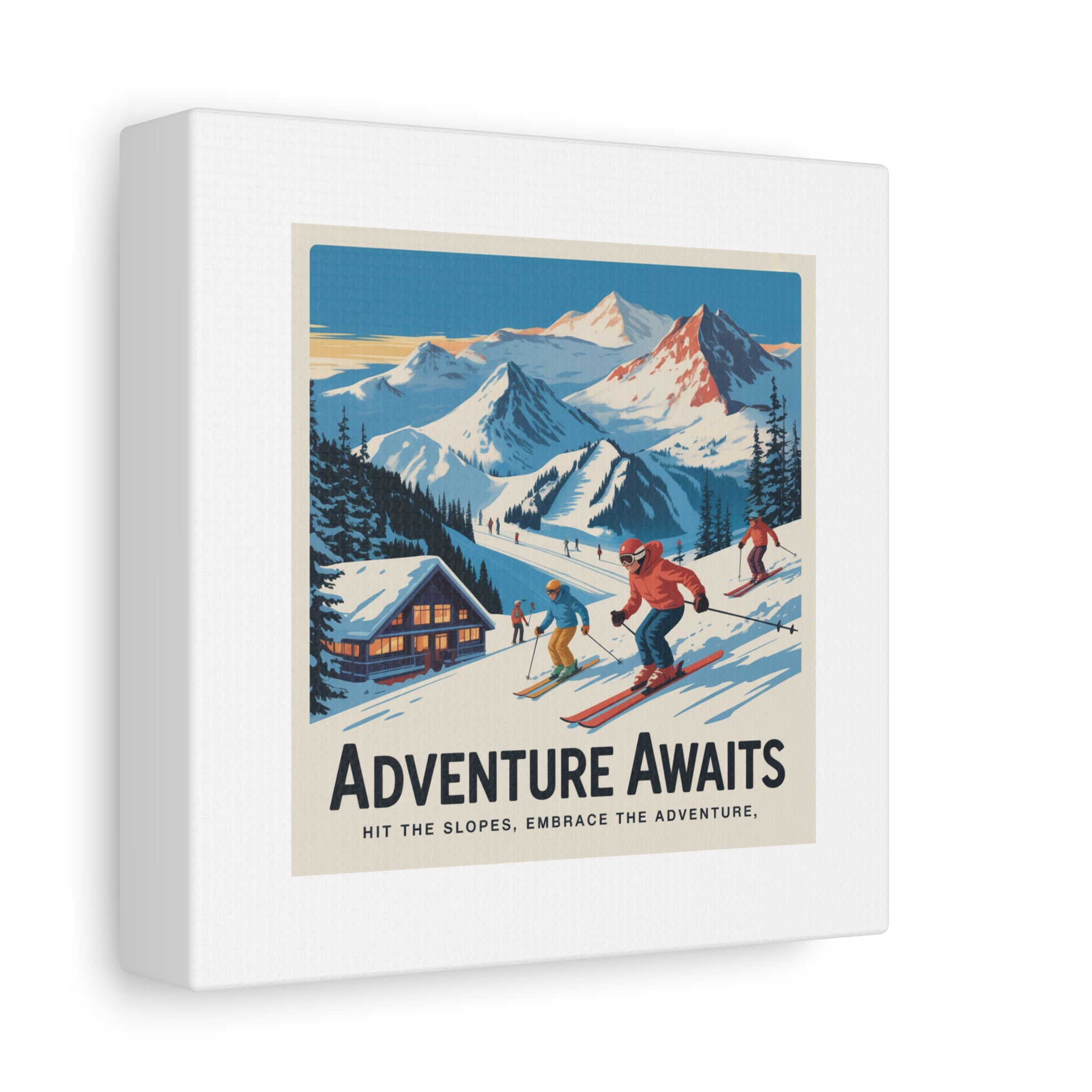 Adventure Awaits Ski Poster Canvas | Matte Stretched Wall Art