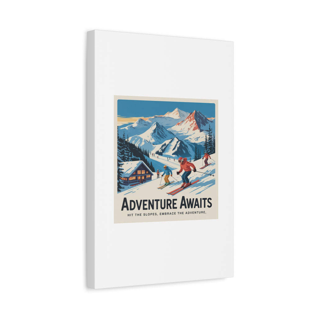 Adventure Awaits Ski Poster Canvas | Matte Stretched Wall Art