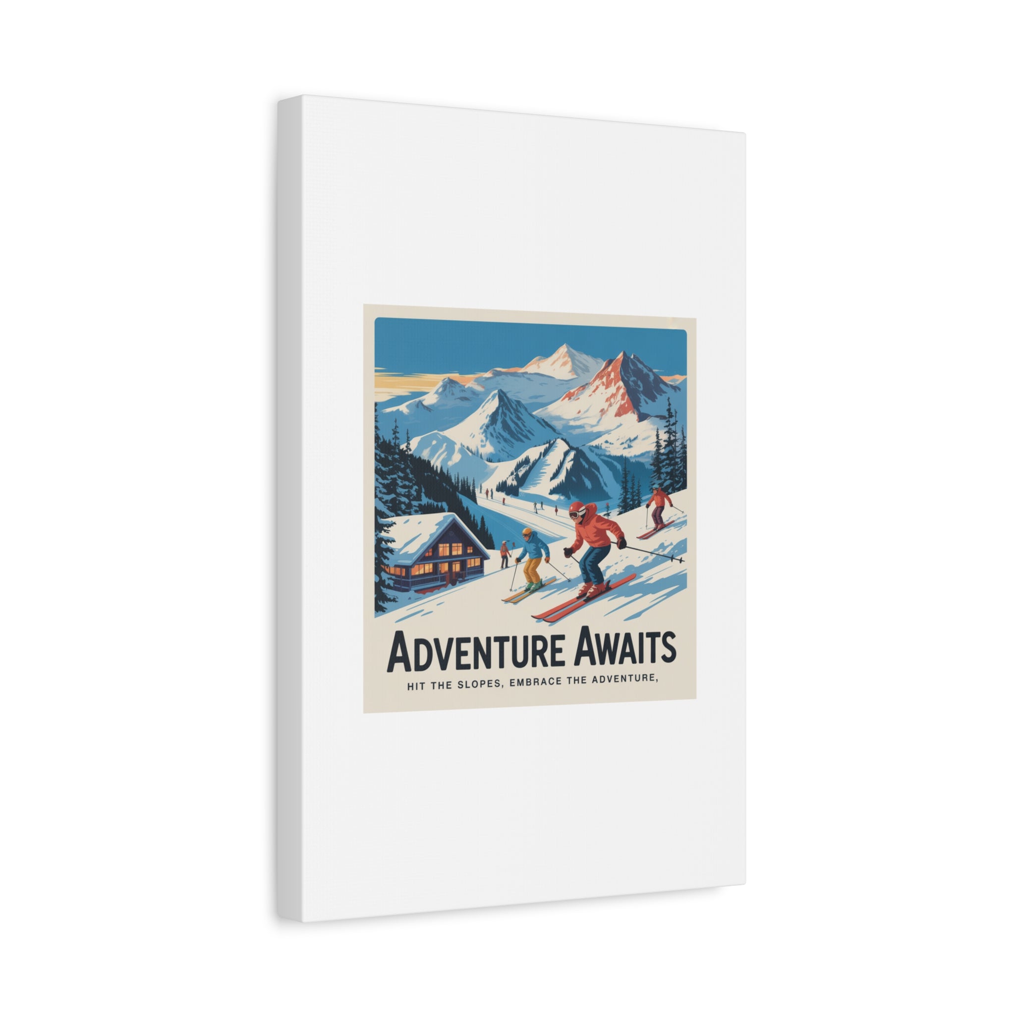 Adventure Awaits Ski Poster Canvas | Matte Stretched Wall Art