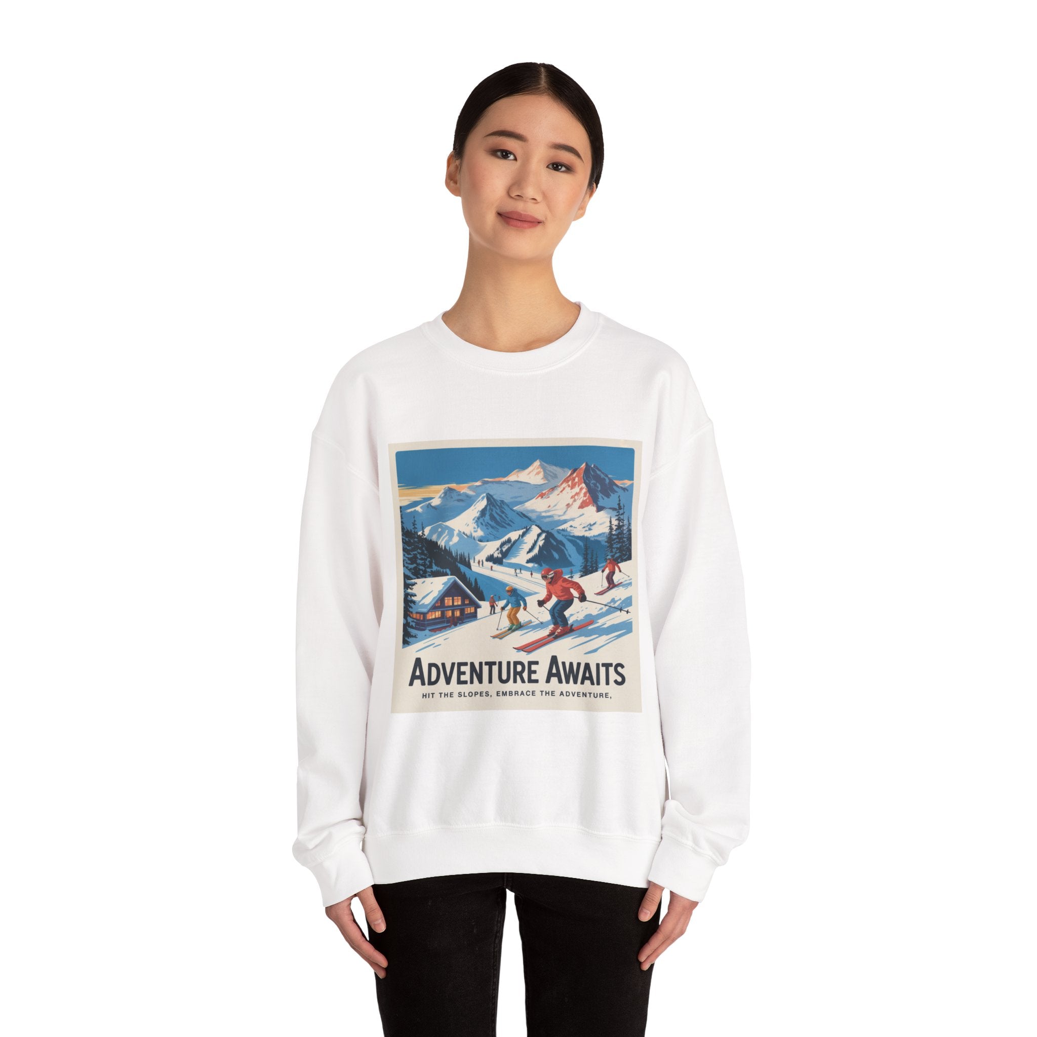 Adventure Awaits ski vintage poster Sweatshirt