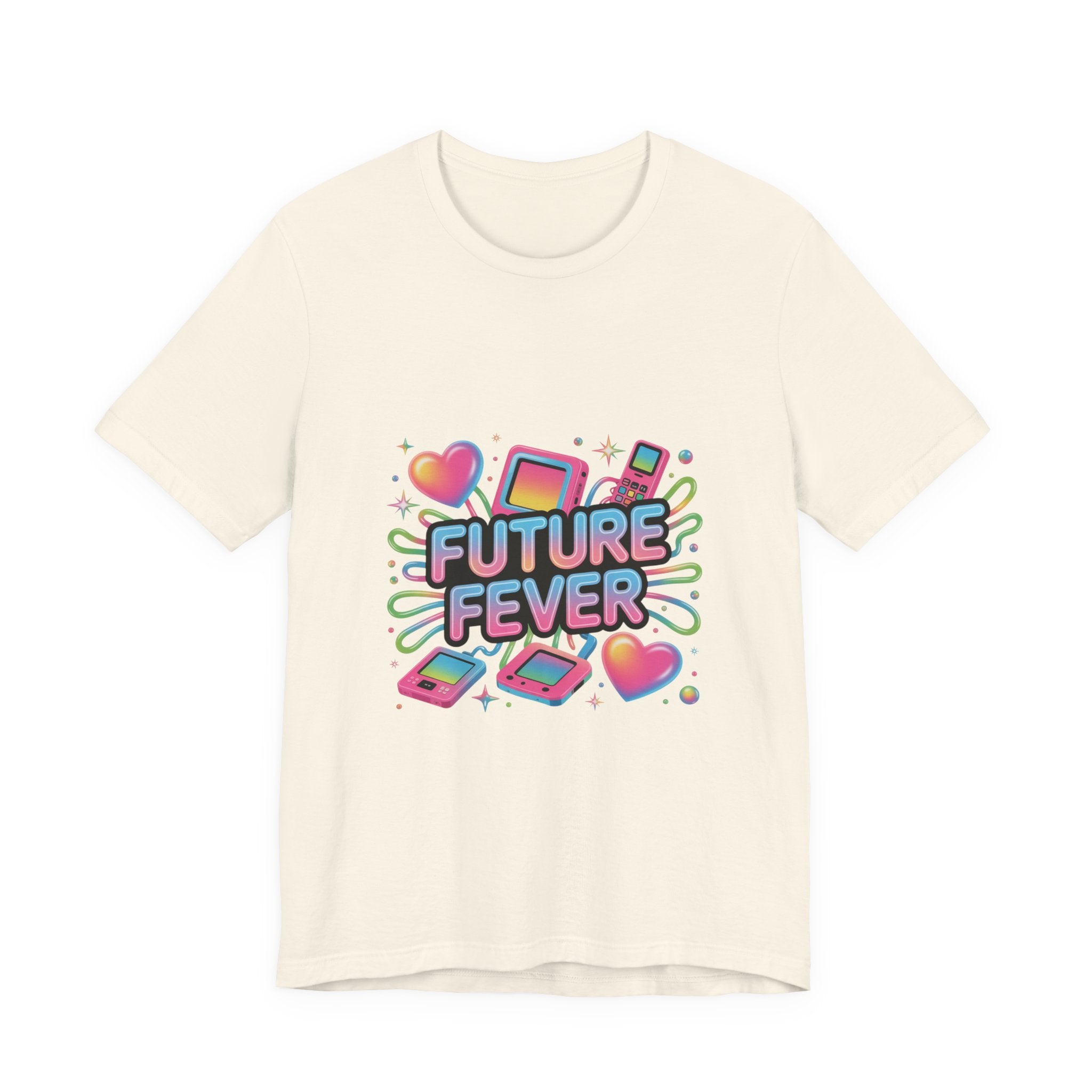 Future Fever Tee | Y2K Cyber Holo, retro tech chrome text