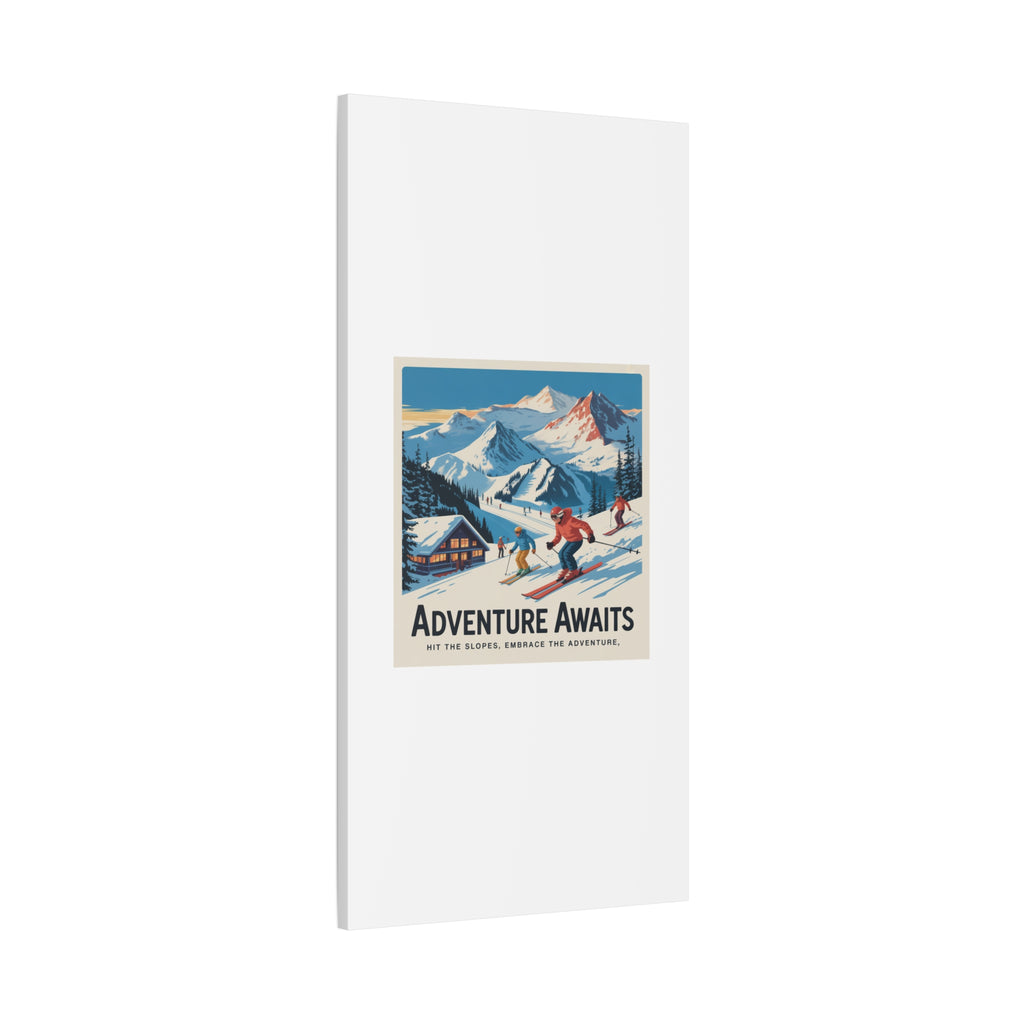 Adventure Awaits Ski Poster Canvas | Matte Stretched Wall Art