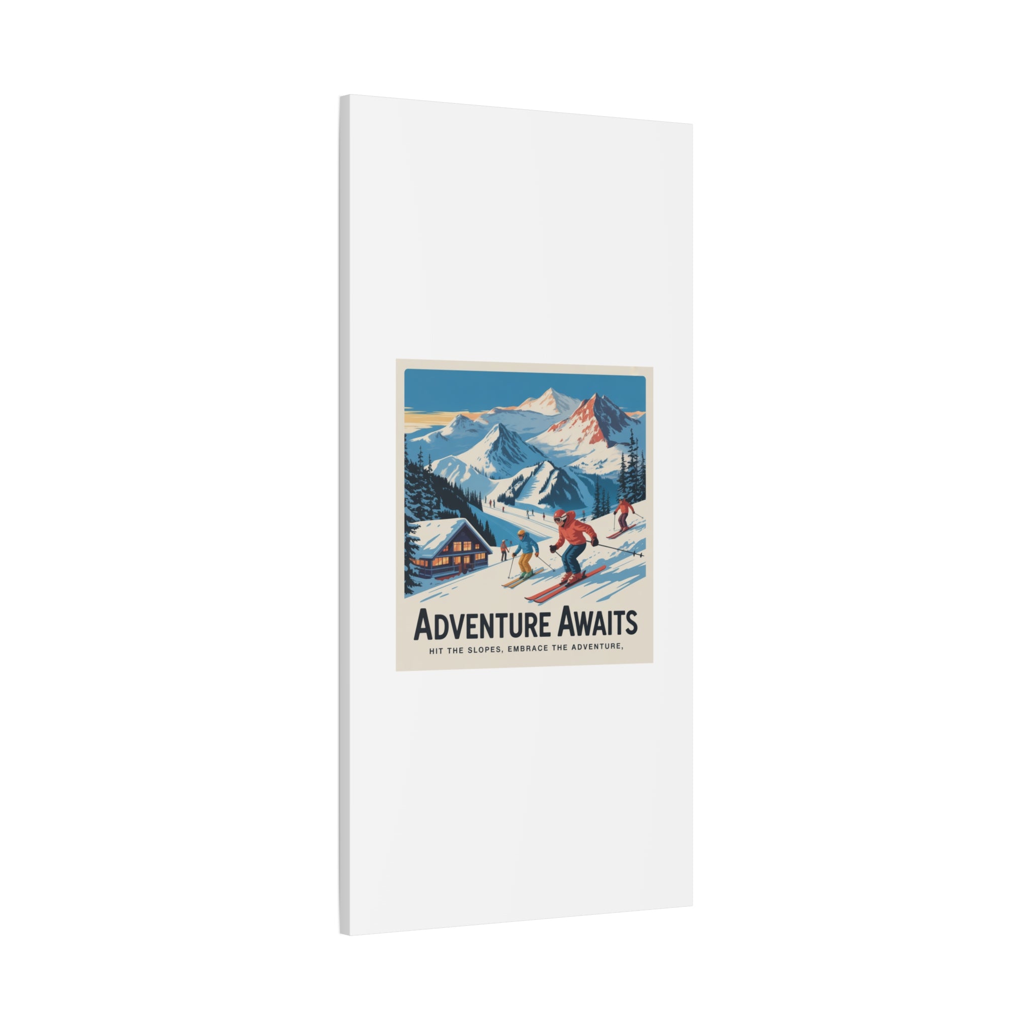 Adventure Awaits Ski Poster Canvas | Matte Stretched Wall Art