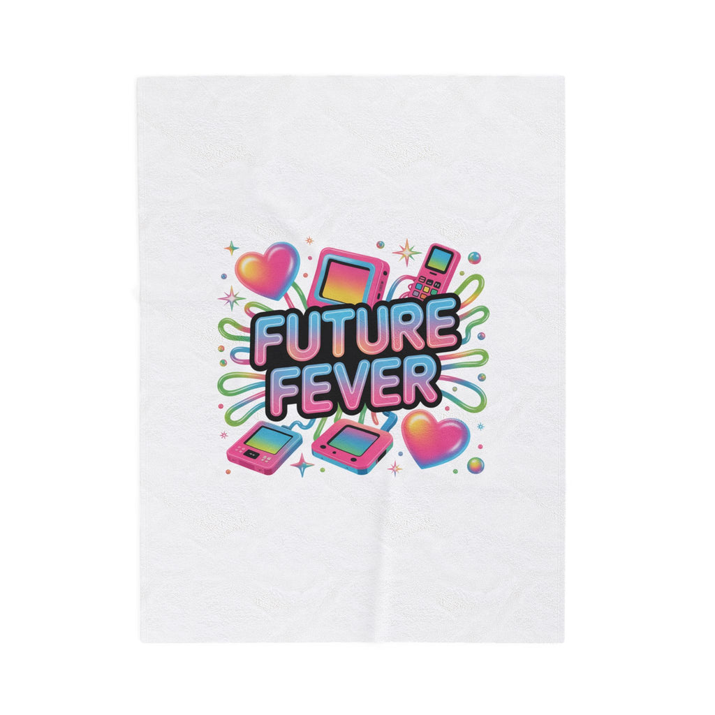 Future Fever Velveteen Blanket | Y2K Cyber Holo, retro tech print