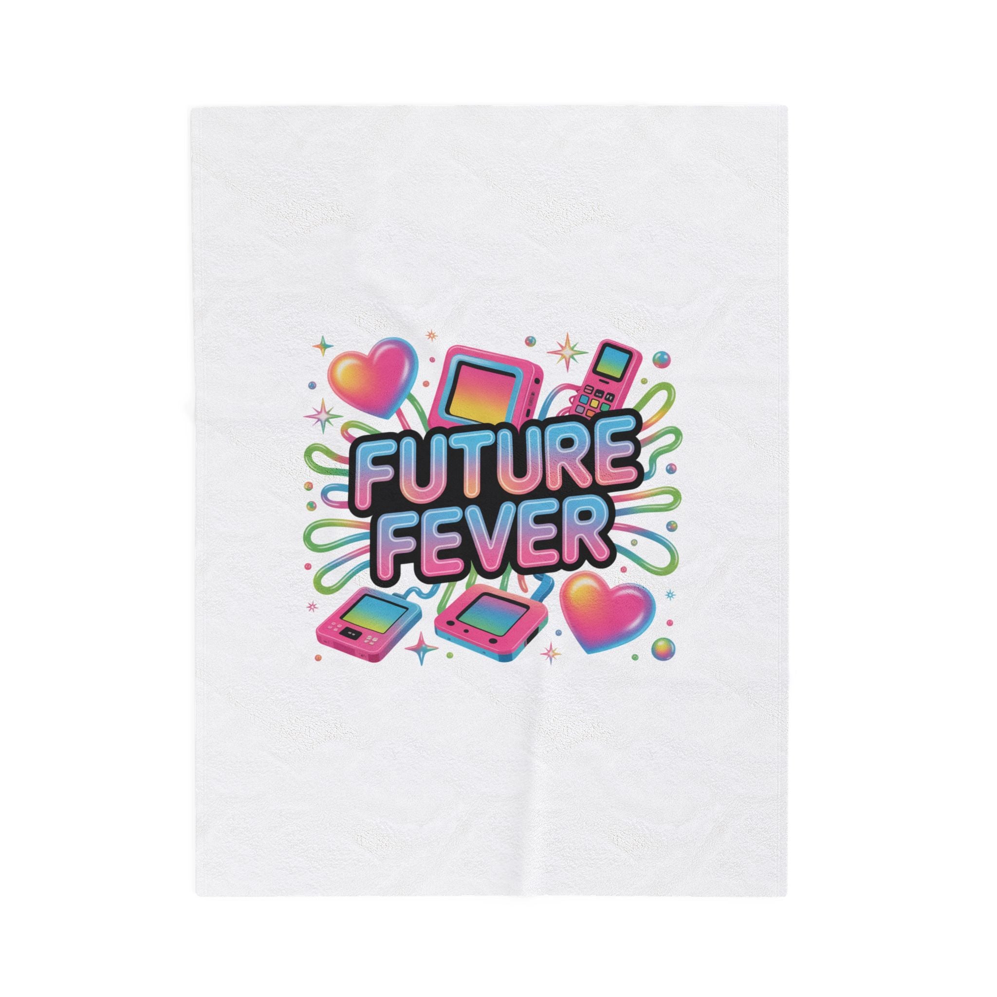 Future Fever Velveteen Blanket | Y2K Cyber Holo, retro tech print