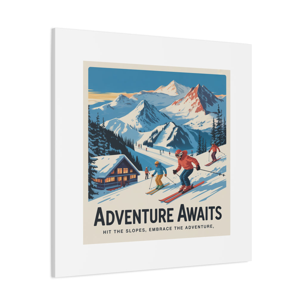 Adventure Awaits Ski Poster Canvas | Matte Stretched Wall Art