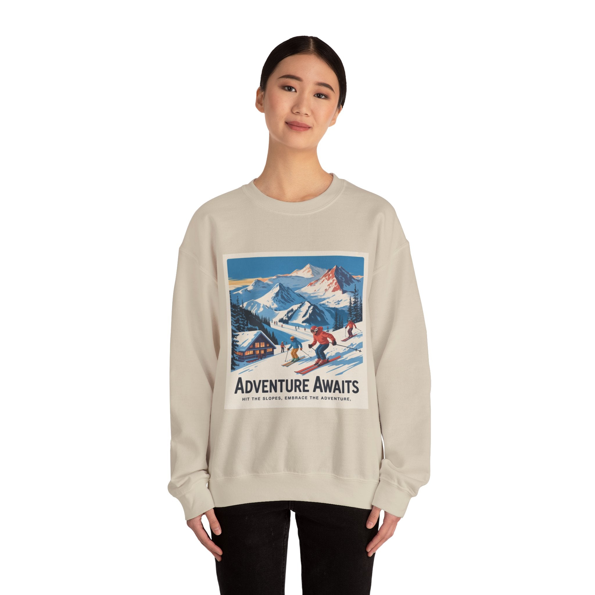 Adventure Awaits ski vintage poster Sweatshirt