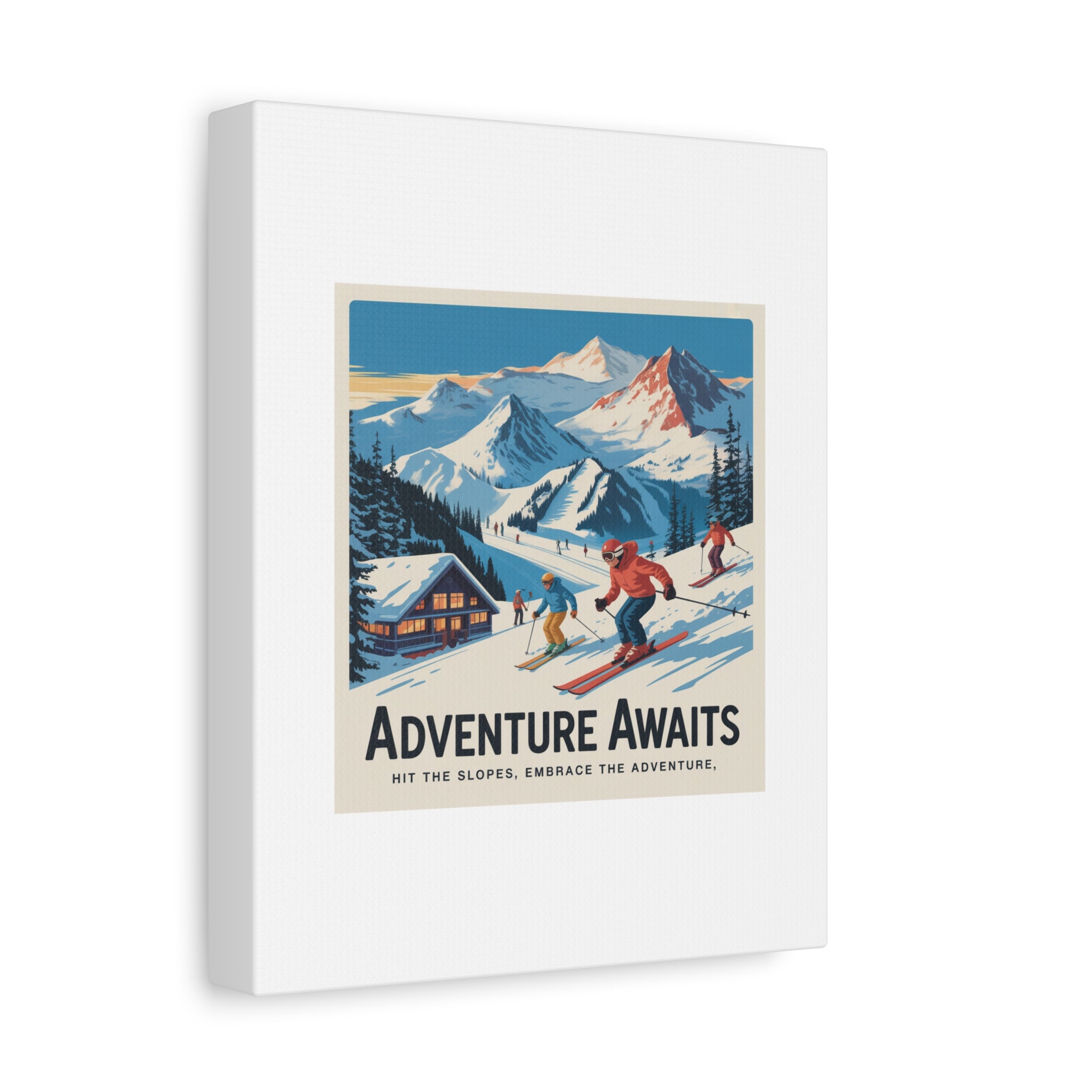 Adventure Awaits Ski Poster Canvas | Matte Stretched Wall Art