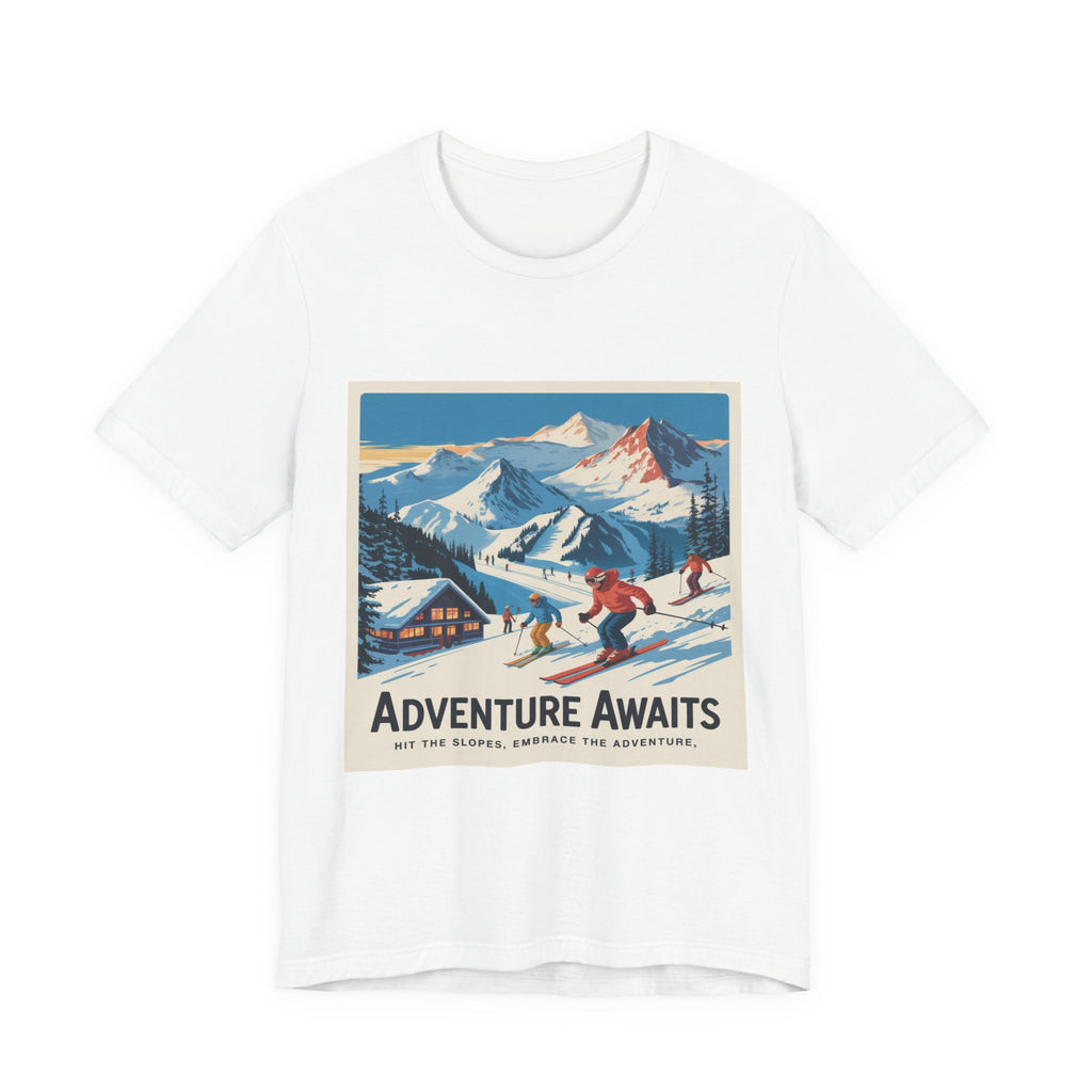 Adventure Awaits Skiing Poster tee | Mountain Ski Resort T-Shirt