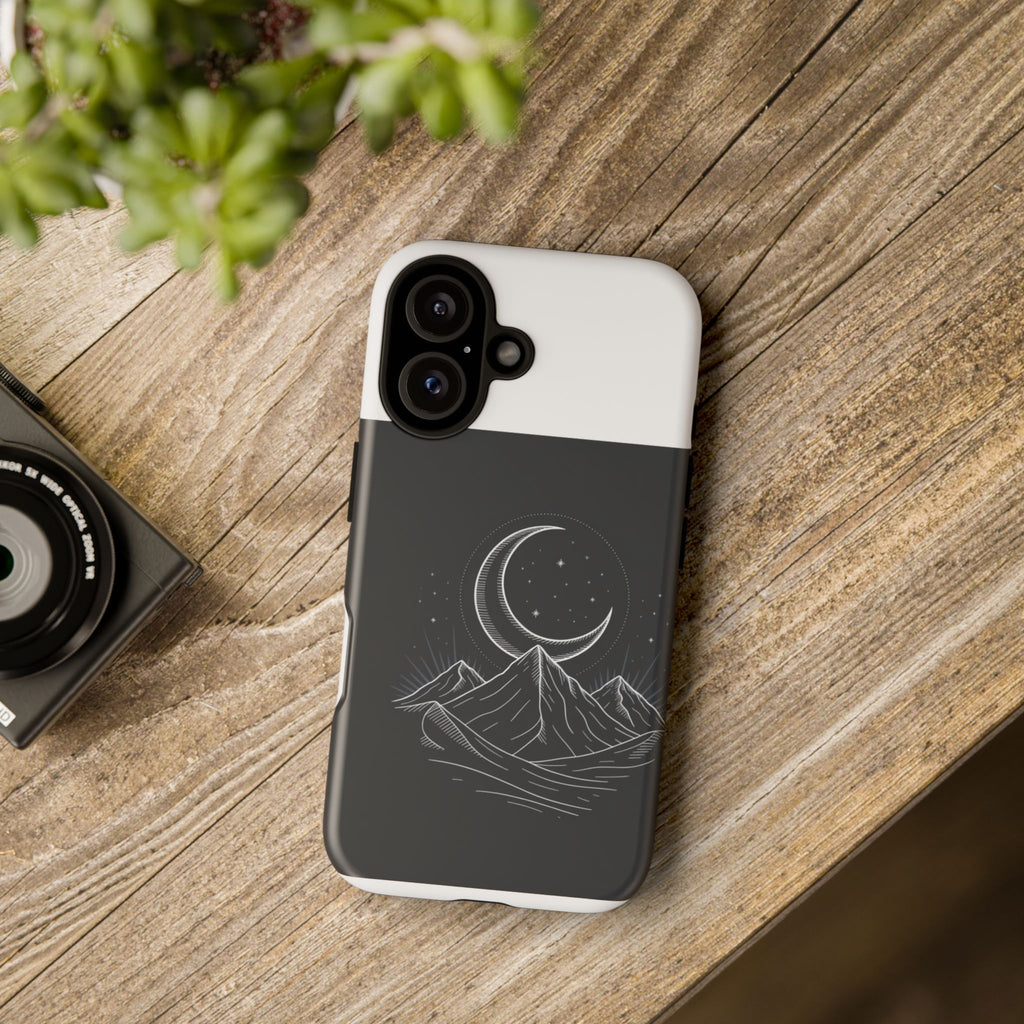 Moonlit Mountain Tough Phone Case — Night Sky Crescent Moon Design