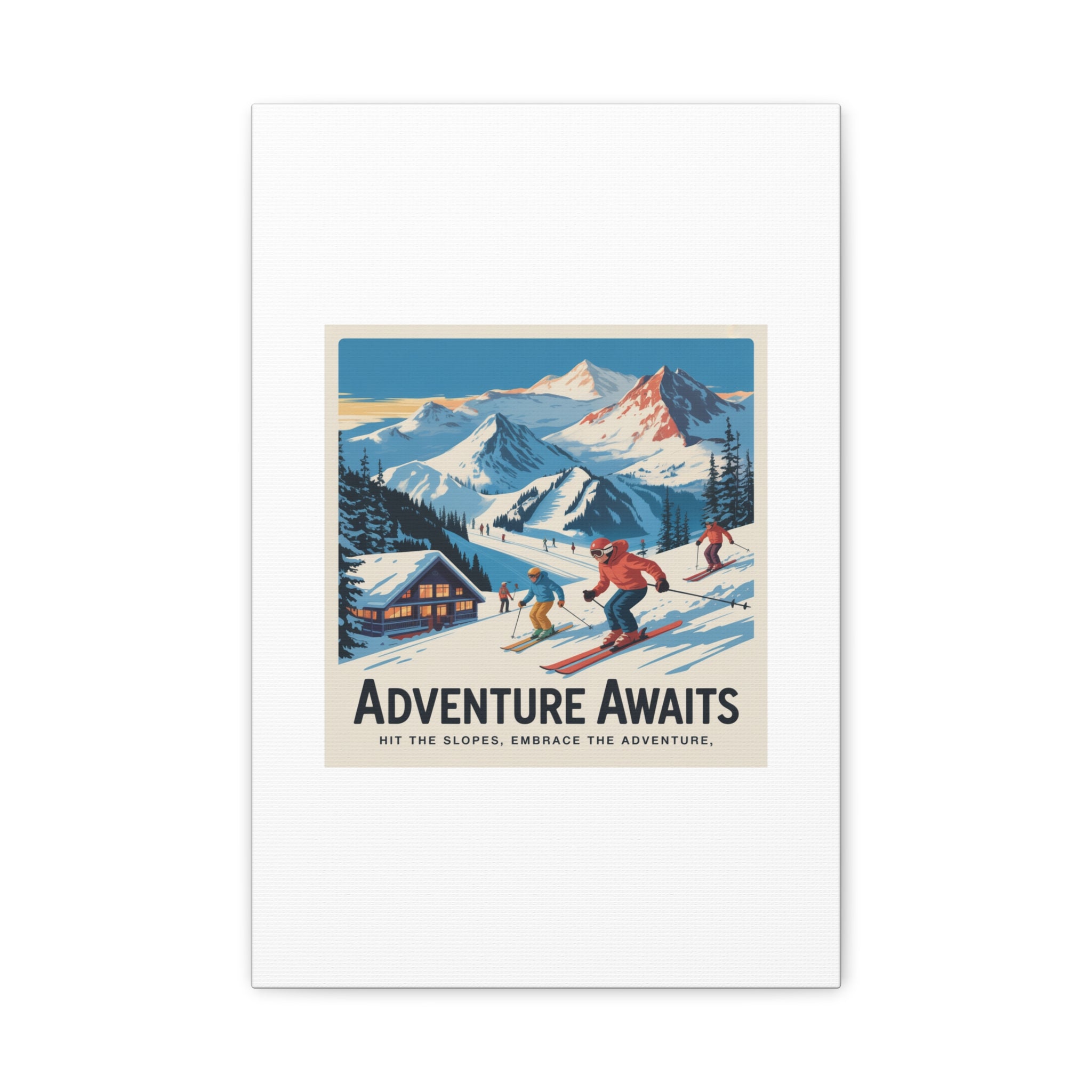 Adventure Awaits Ski Poster Canvas | Matte Stretched Wall Art