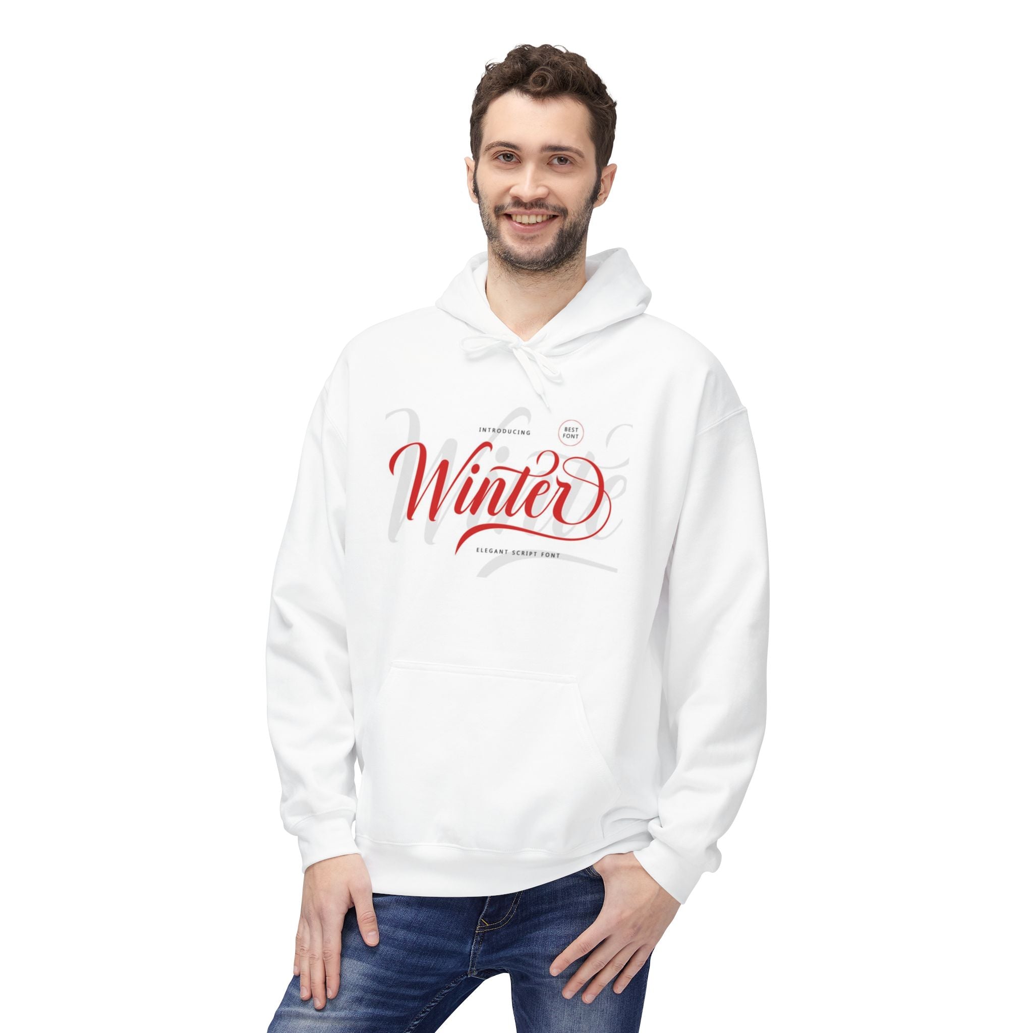 Winner Script Hoodie — Motivational Red Calligraphy Sweatshirt