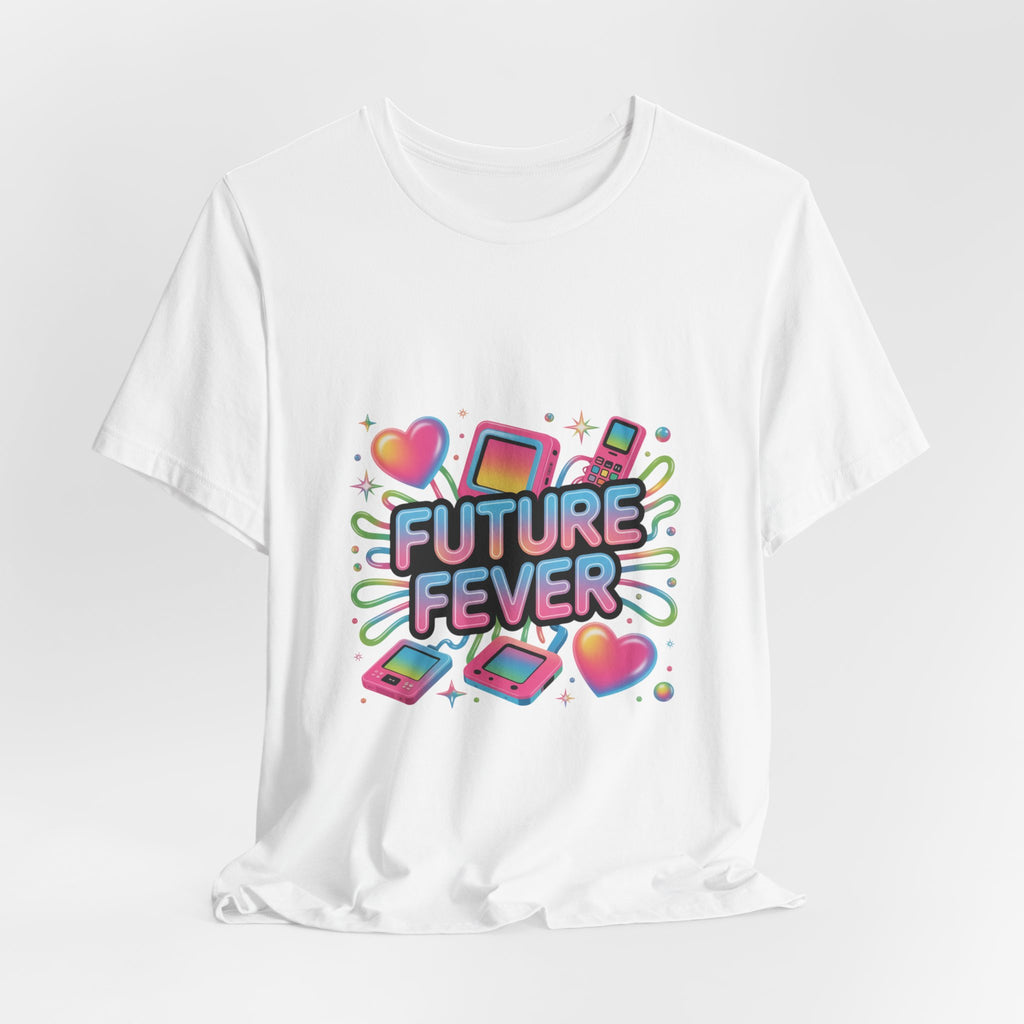 Future Fever Tee | Y2K Cyber Holo, retro tech chrome text