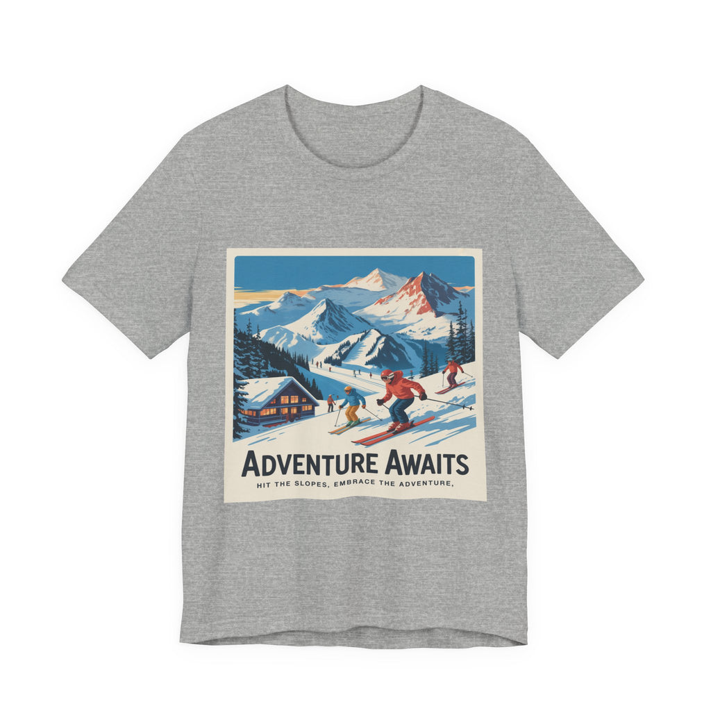 Adventure Awaits Skiing Poster tee | Mountain Ski Resort T-Shirt