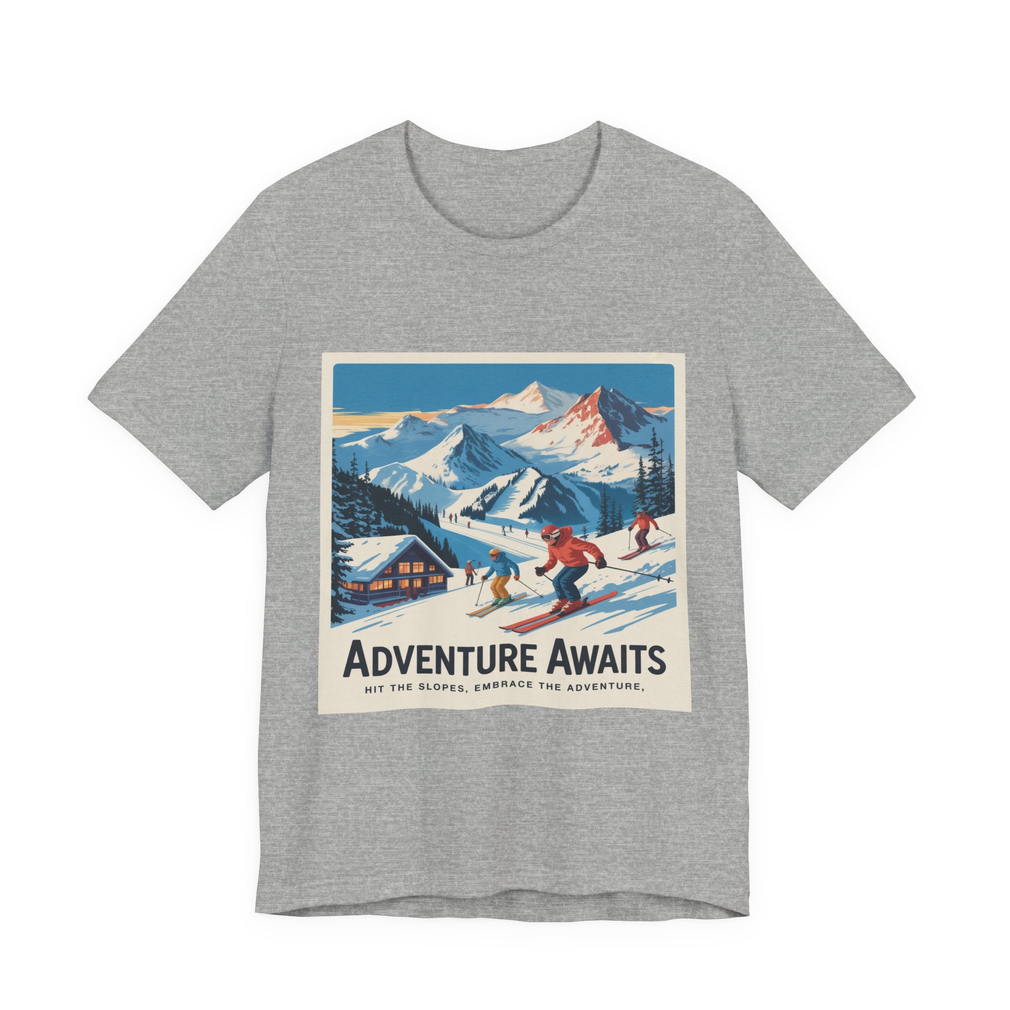 Adventure Awaits Skiing Poster tee | Mountain Ski Resort T-Shirt