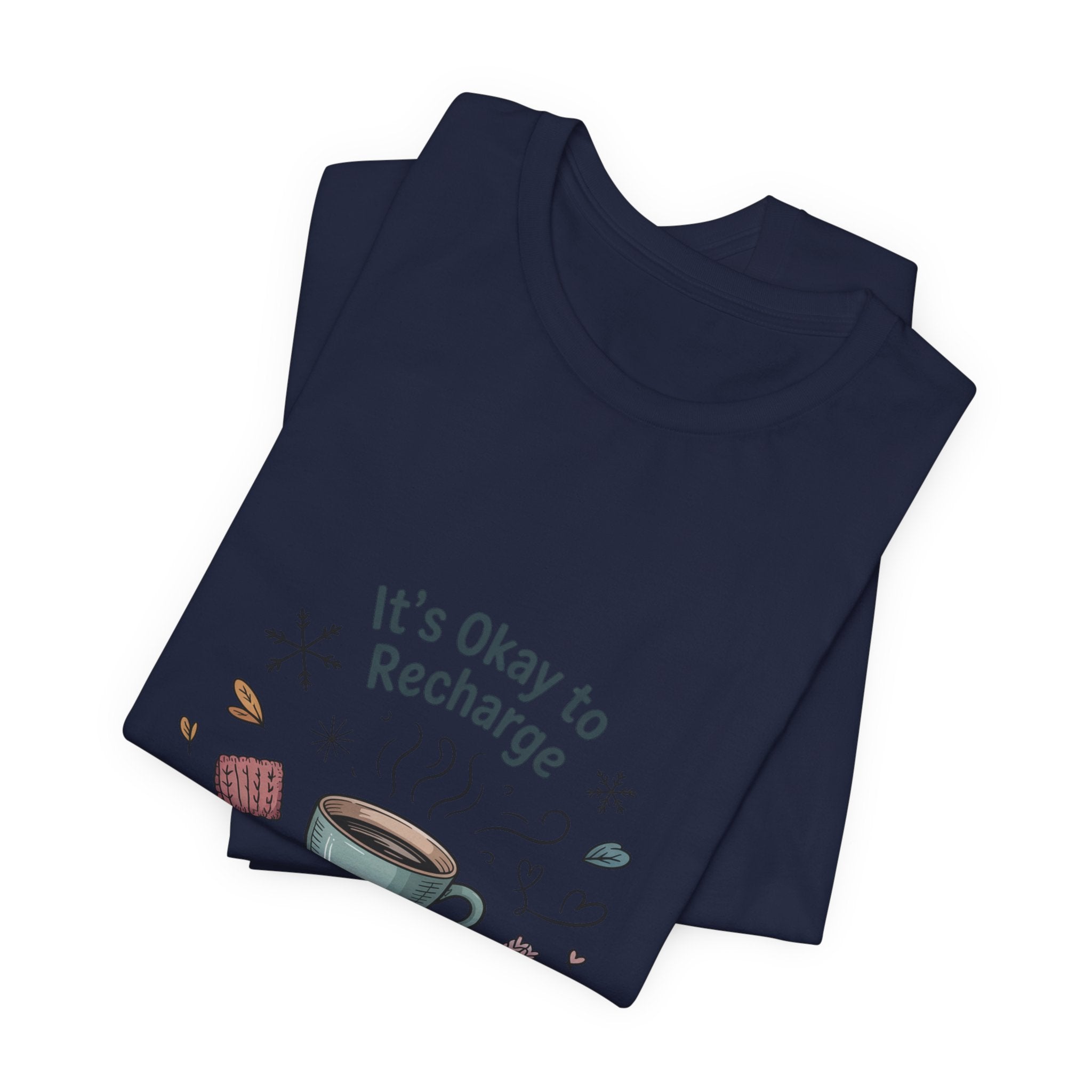 It's Okay to Recharge Tee — Cozy Book & Coffee Relaxation Shirt