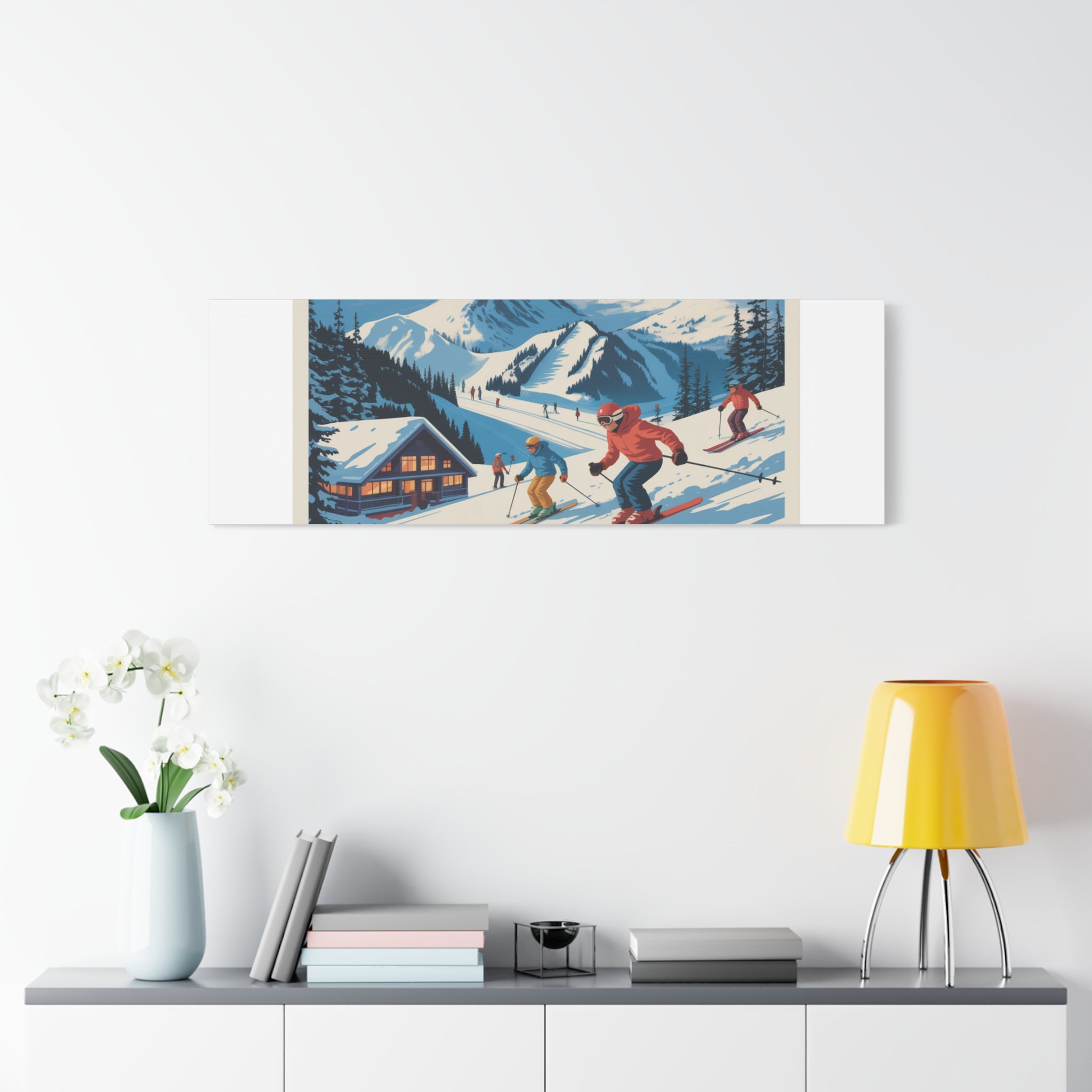 Adventure Awaits Ski Poster Canvas | Matte Stretched Wall Art