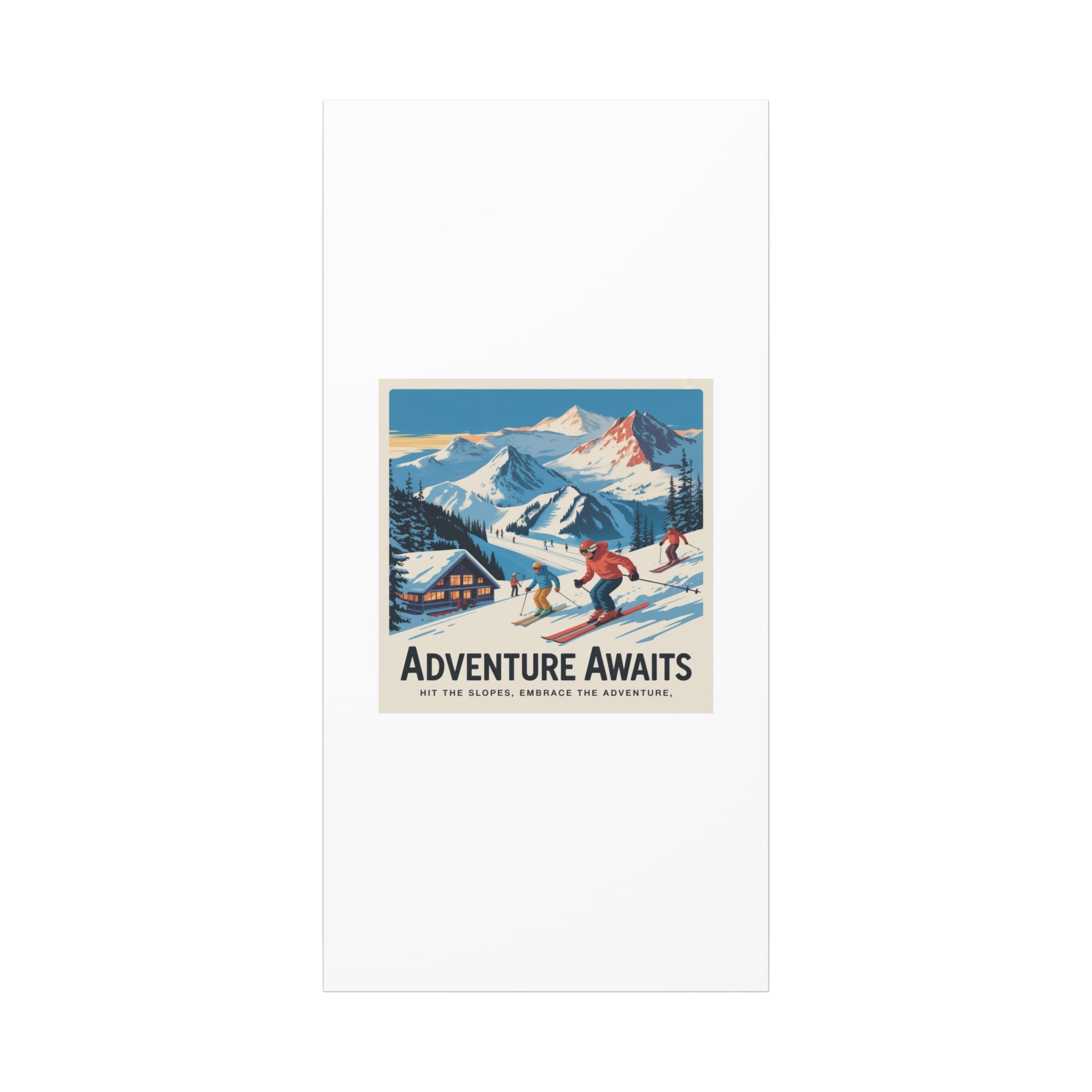 Adventure Awaits Ski Poster Canvas | Matte Stretched Wall Art
