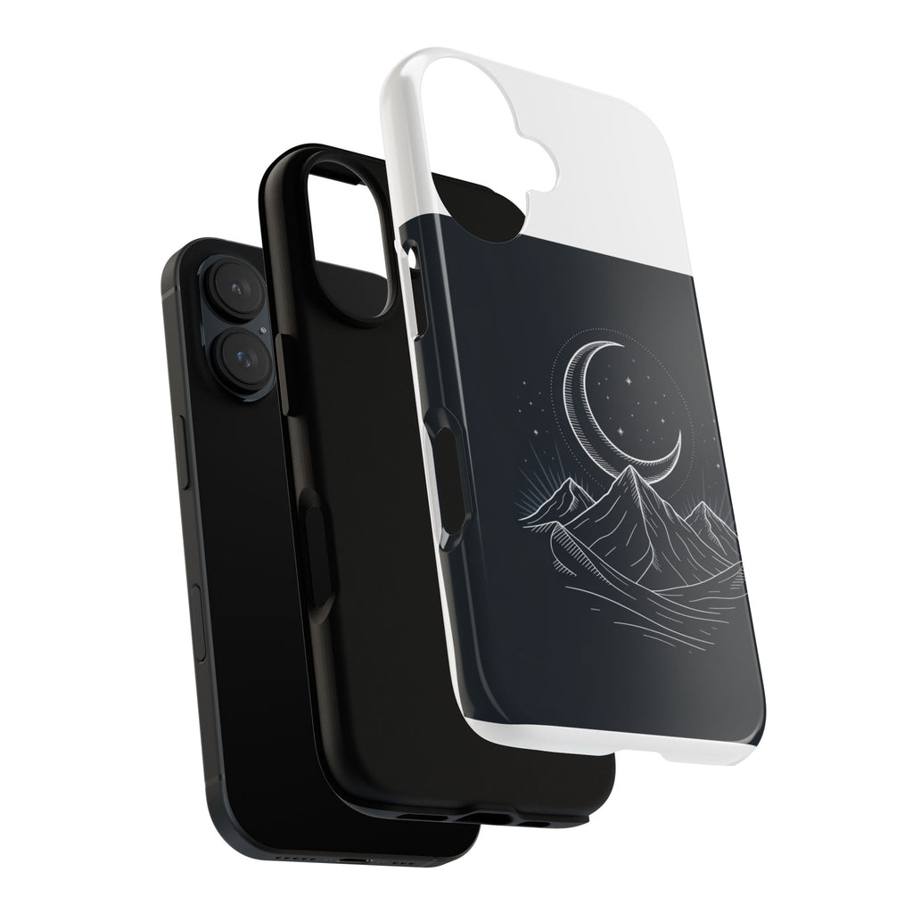 Moonlit Mountain Tough Phone Case — Night Sky Crescent Moon Design