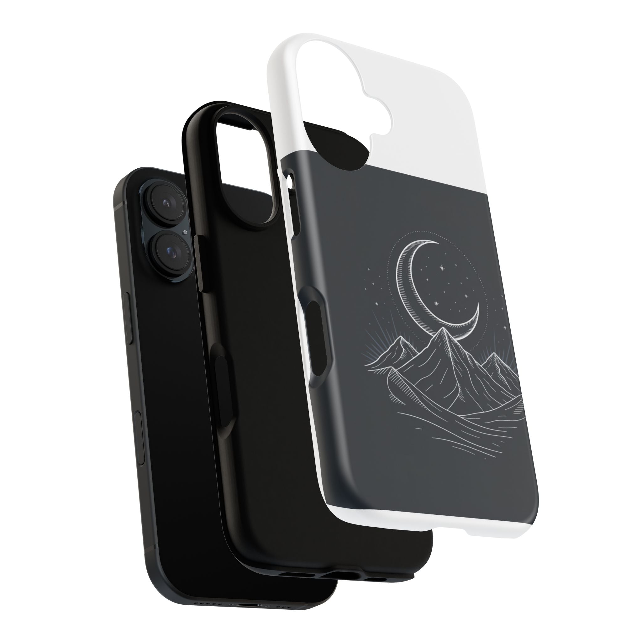 Moonlit Mountain Tough Phone Case — Night Sky Crescent Moon Design