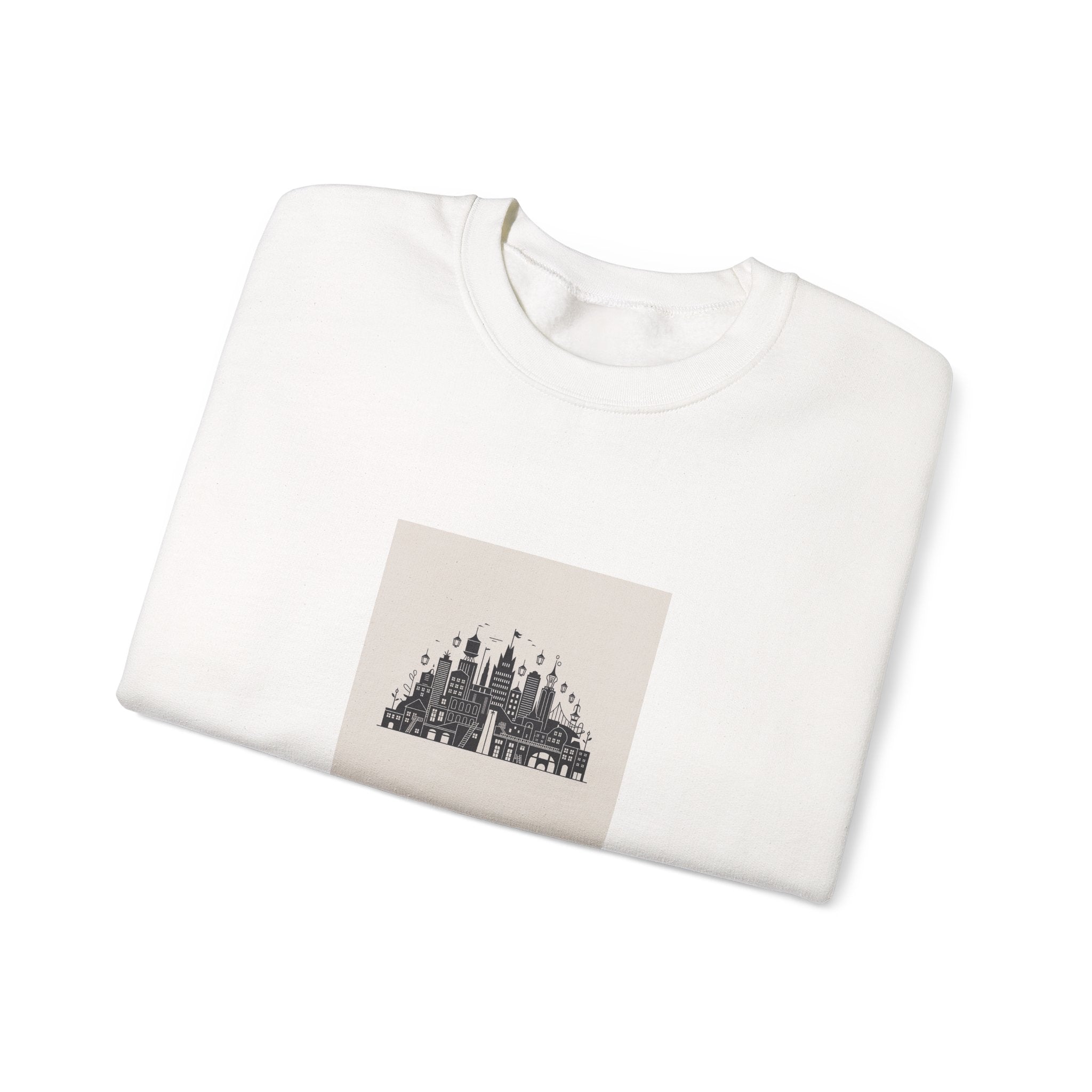 Castle Skyline Crewneck Sweatshirt — Minimalist Fairytale City Graphic