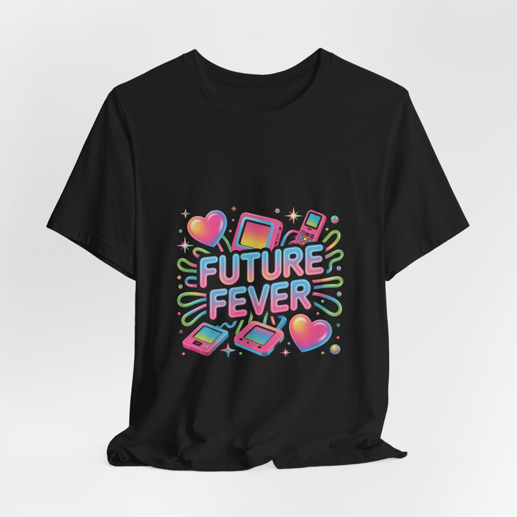 Future Fever Tee | Y2K Cyber Holo, retro tech chrome text