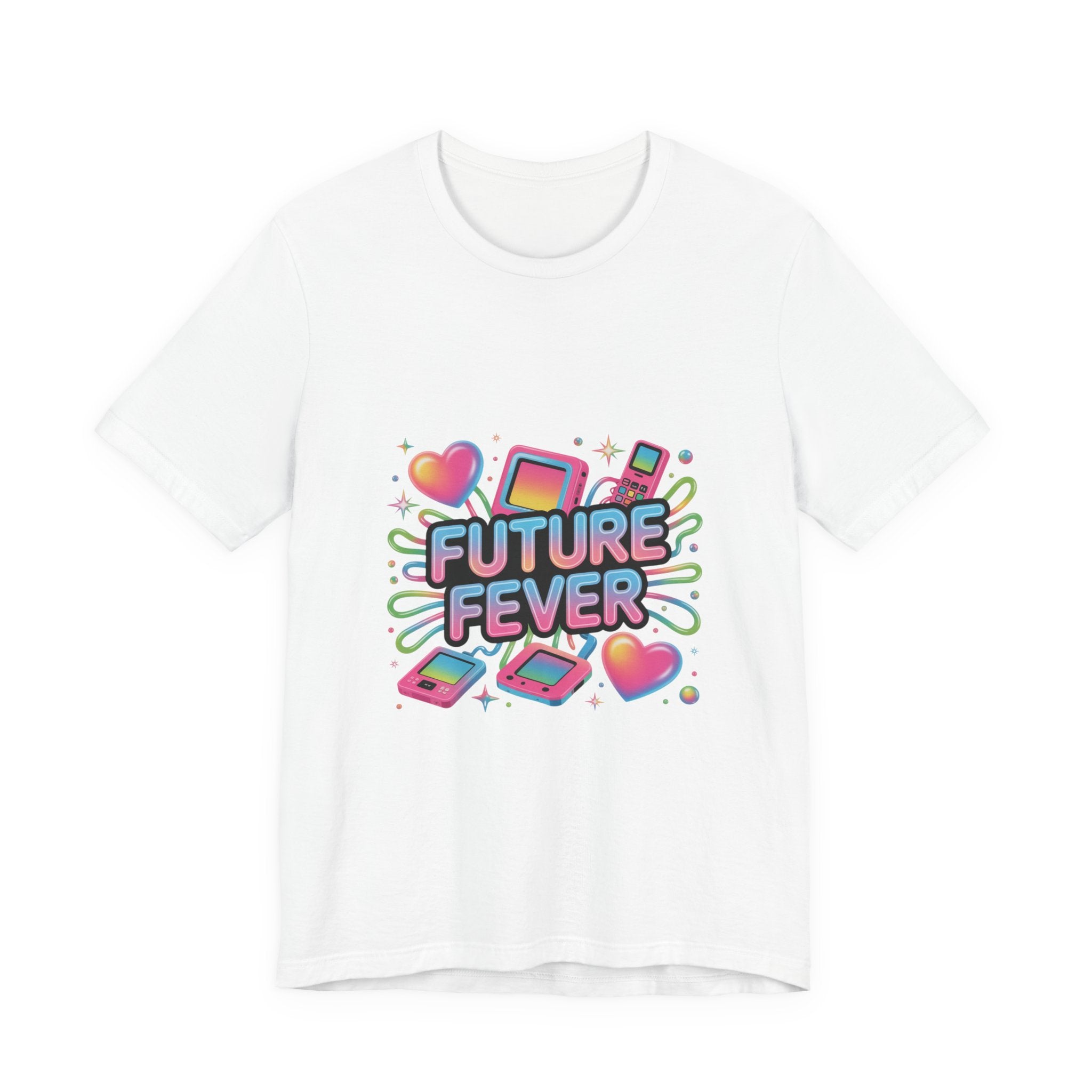 Future Fever Tee | Y2K Cyber Holo, retro tech chrome text