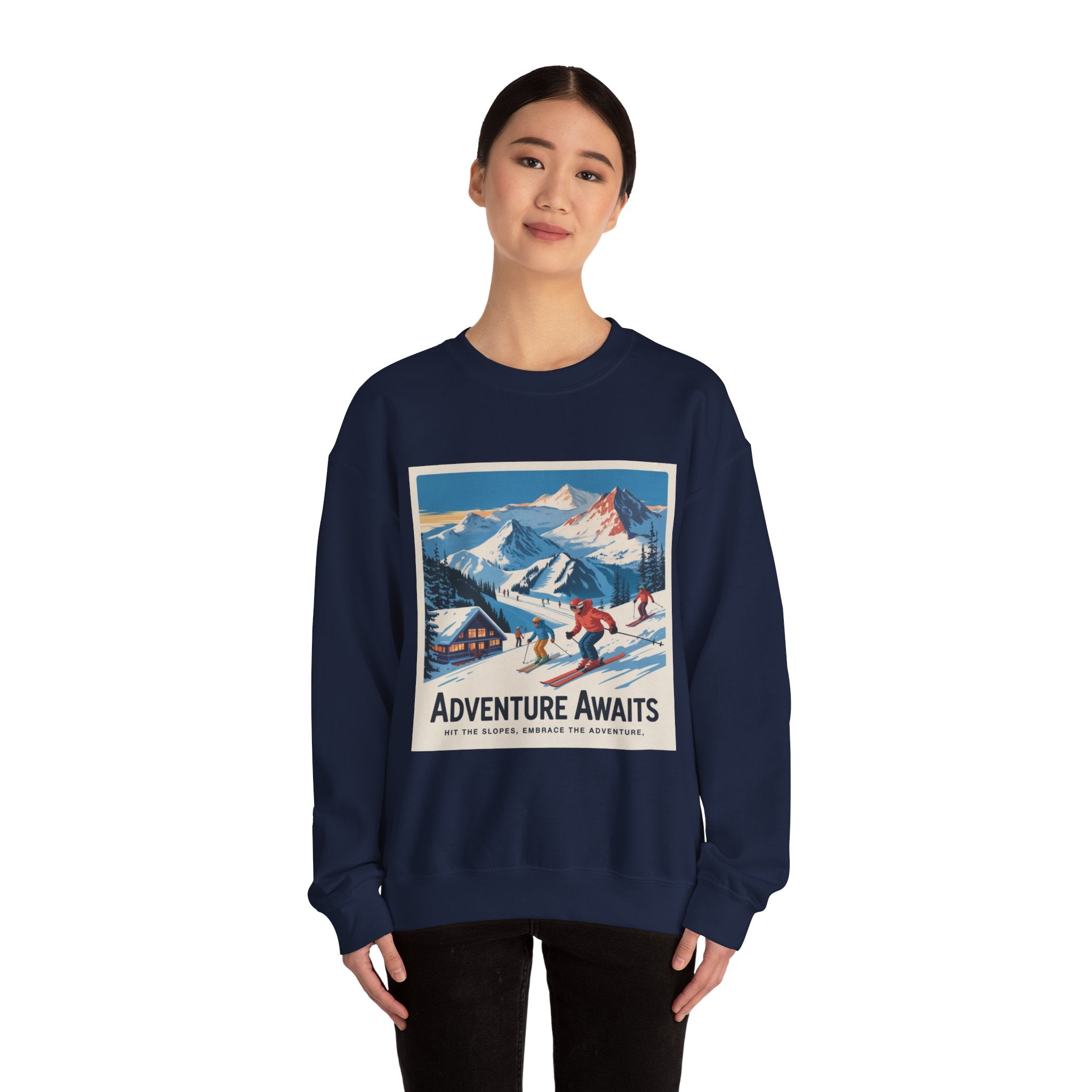 Adventure Awaits ski vintage poster Sweatshirt