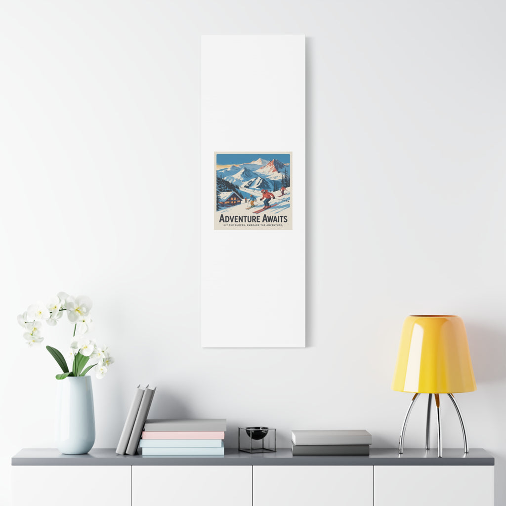 Adventure Awaits Ski Poster Canvas | Matte Stretched Wall Art