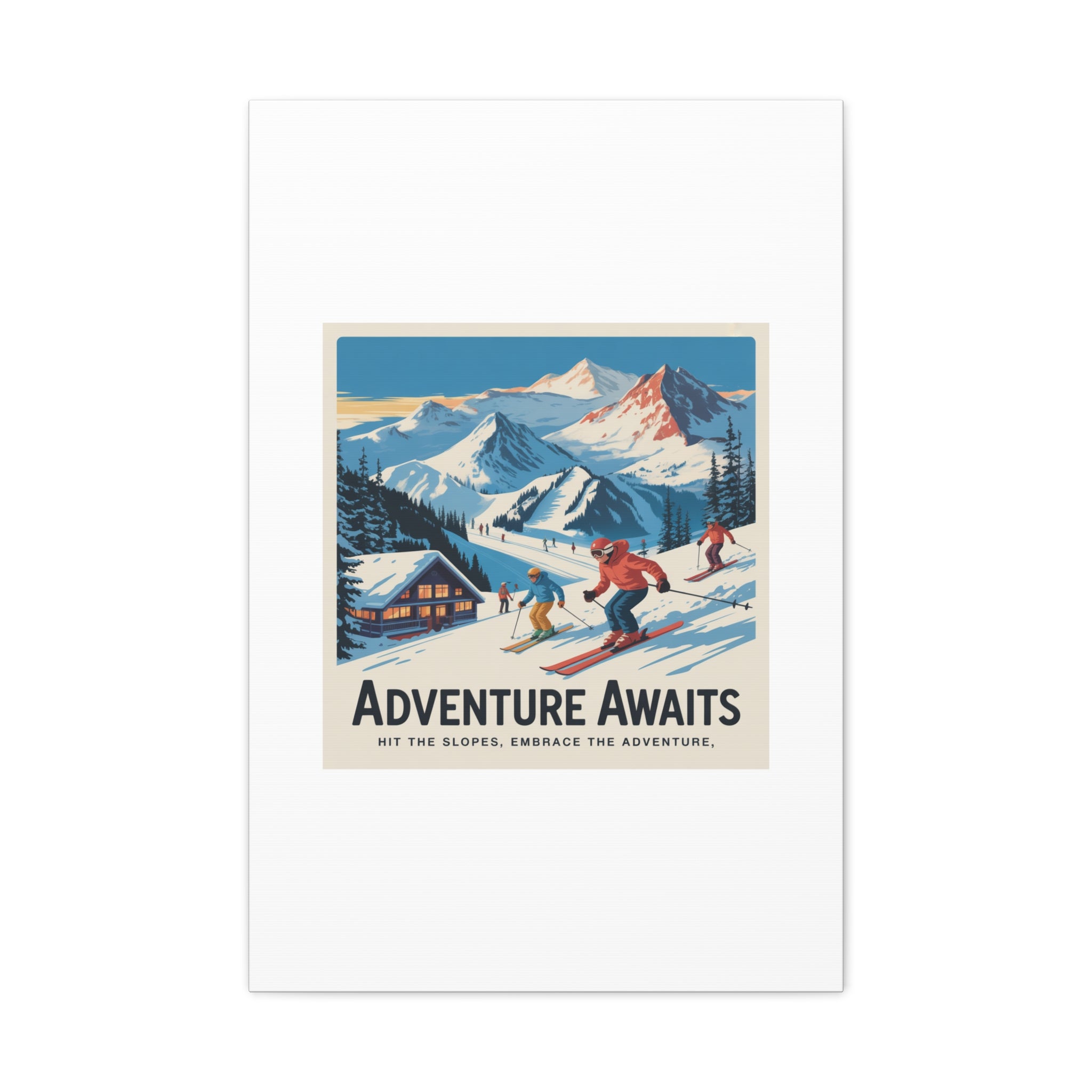 Adventure Awaits Ski Poster Canvas | Matte Stretched Wall Art