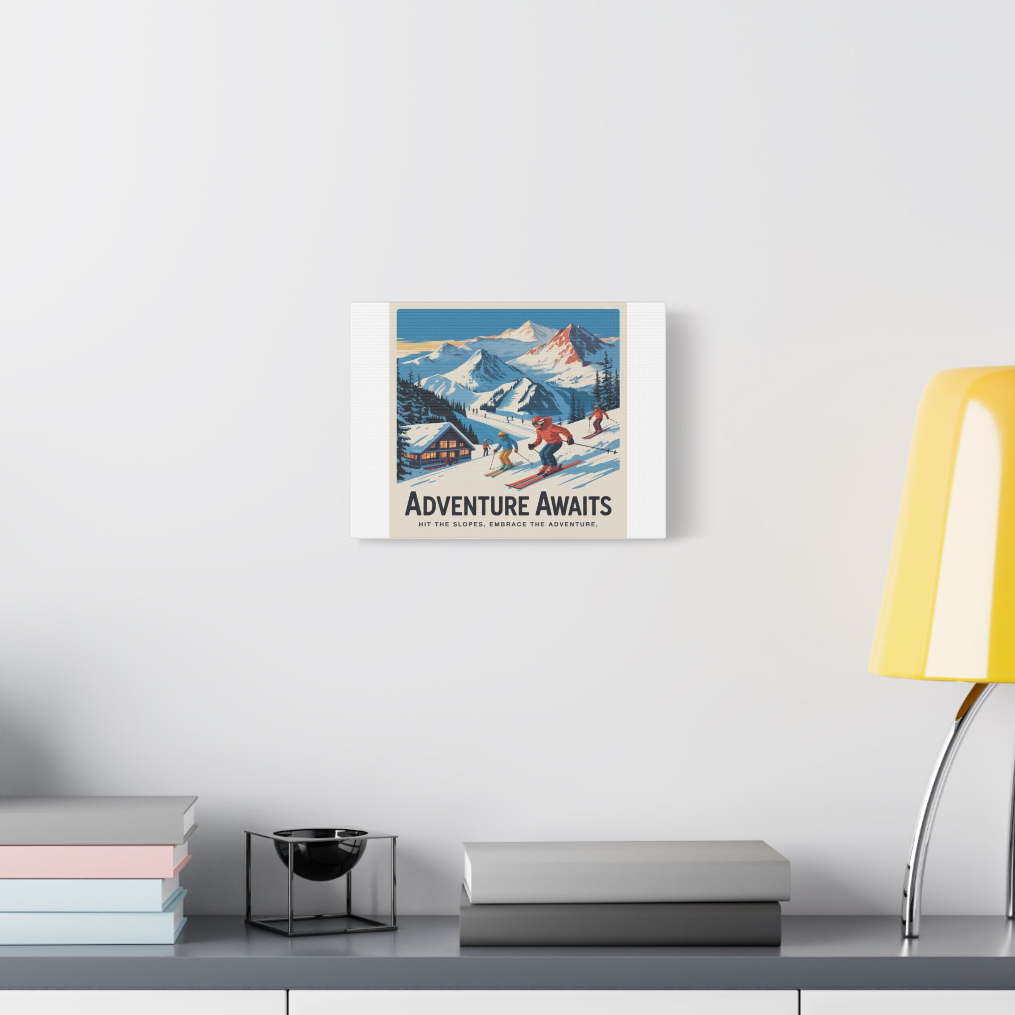 Adventure Awaits Ski Poster Canvas | Matte Stretched Wall Art