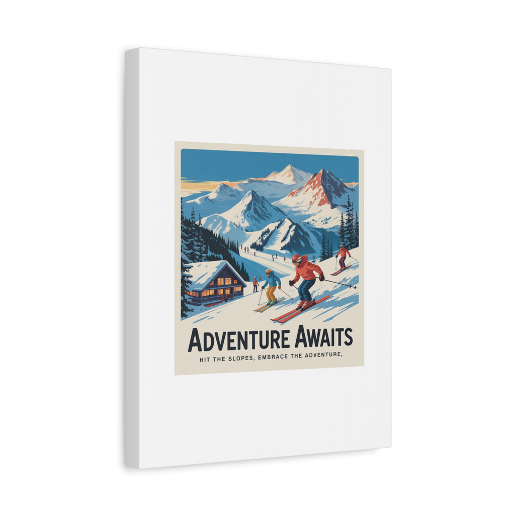 Adventure Awaits Ski Poster Canvas | Matte Stretched Wall Art