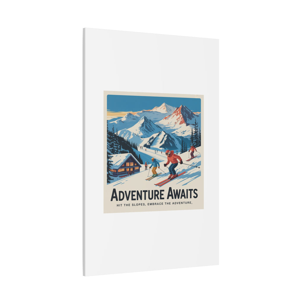 Adventure Awaits Ski Poster Canvas | Matte Stretched Wall Art