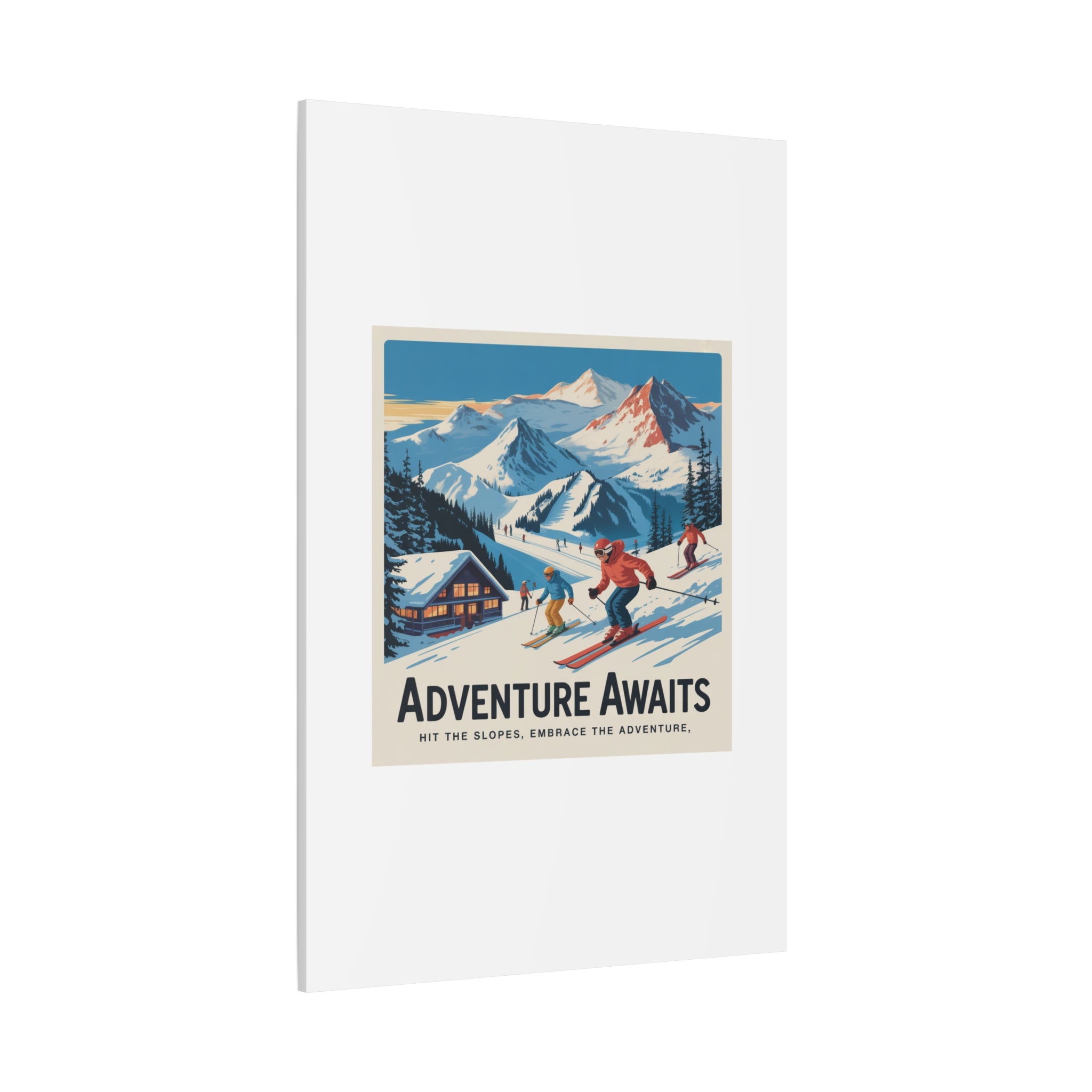 Adventure Awaits Ski Poster Canvas | Matte Stretched Wall Art