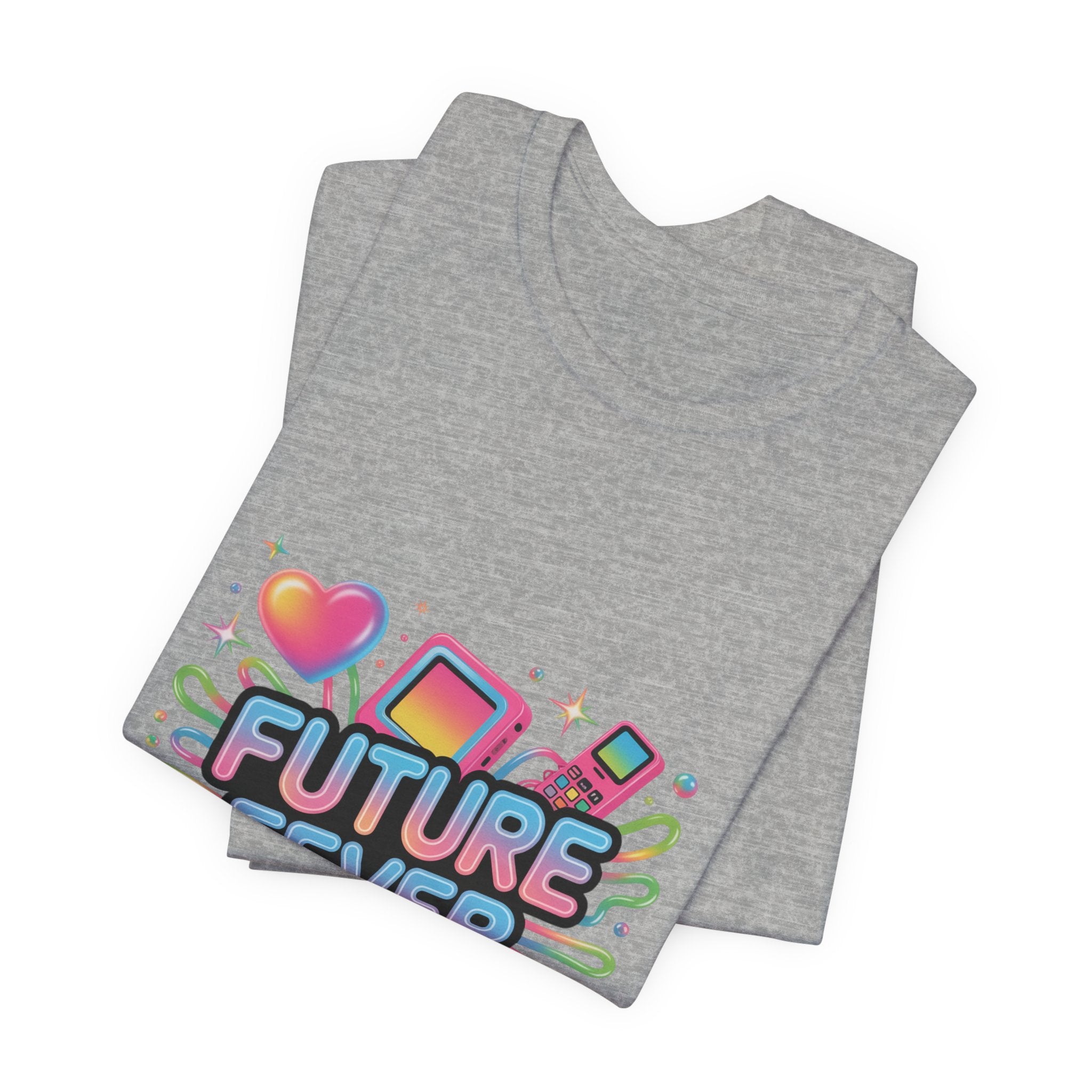 Future Fever Tee | Y2K Cyber Holo, retro tech chrome text
