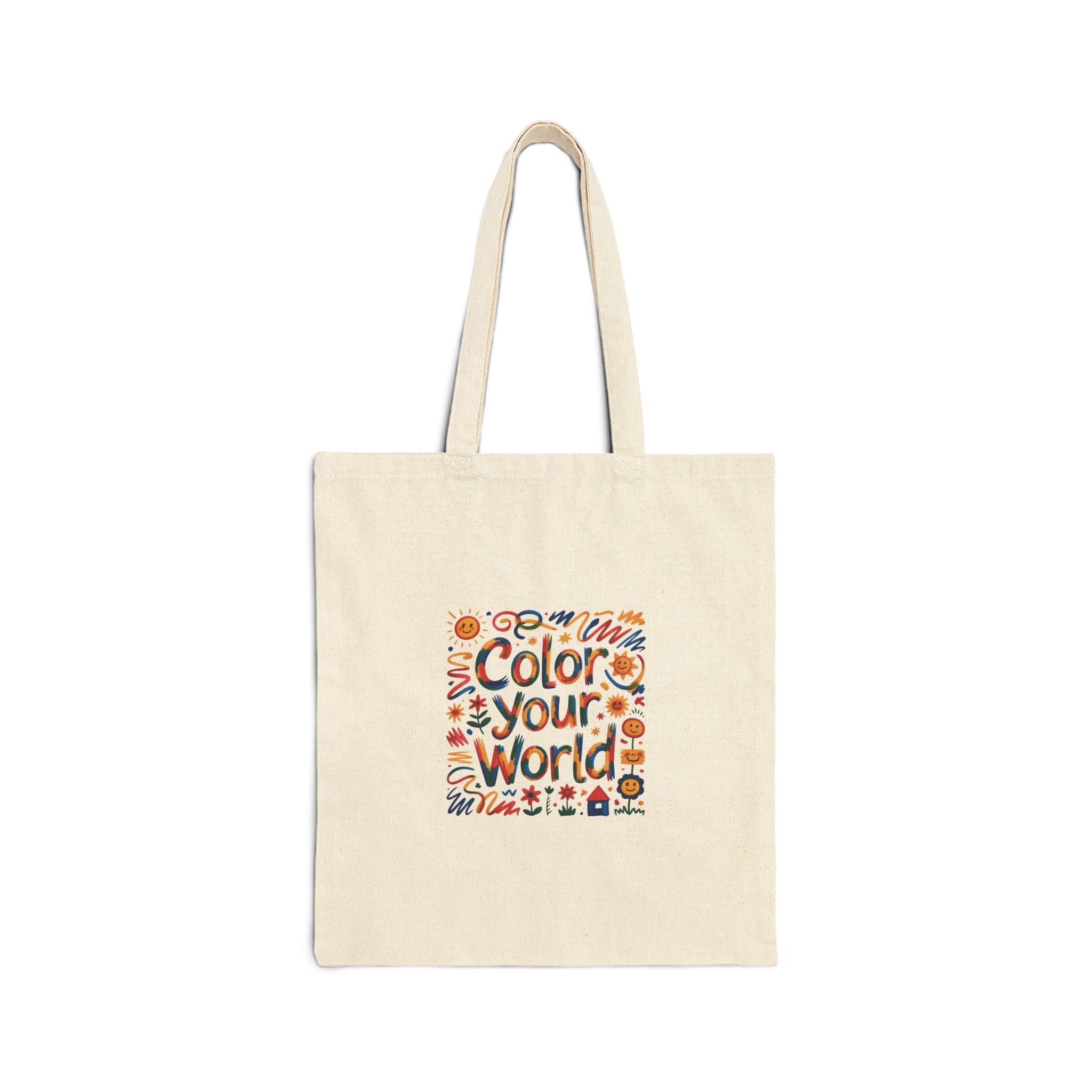 Color Your World Cotton Tote Bag | Floral Illustration, Earth Tones